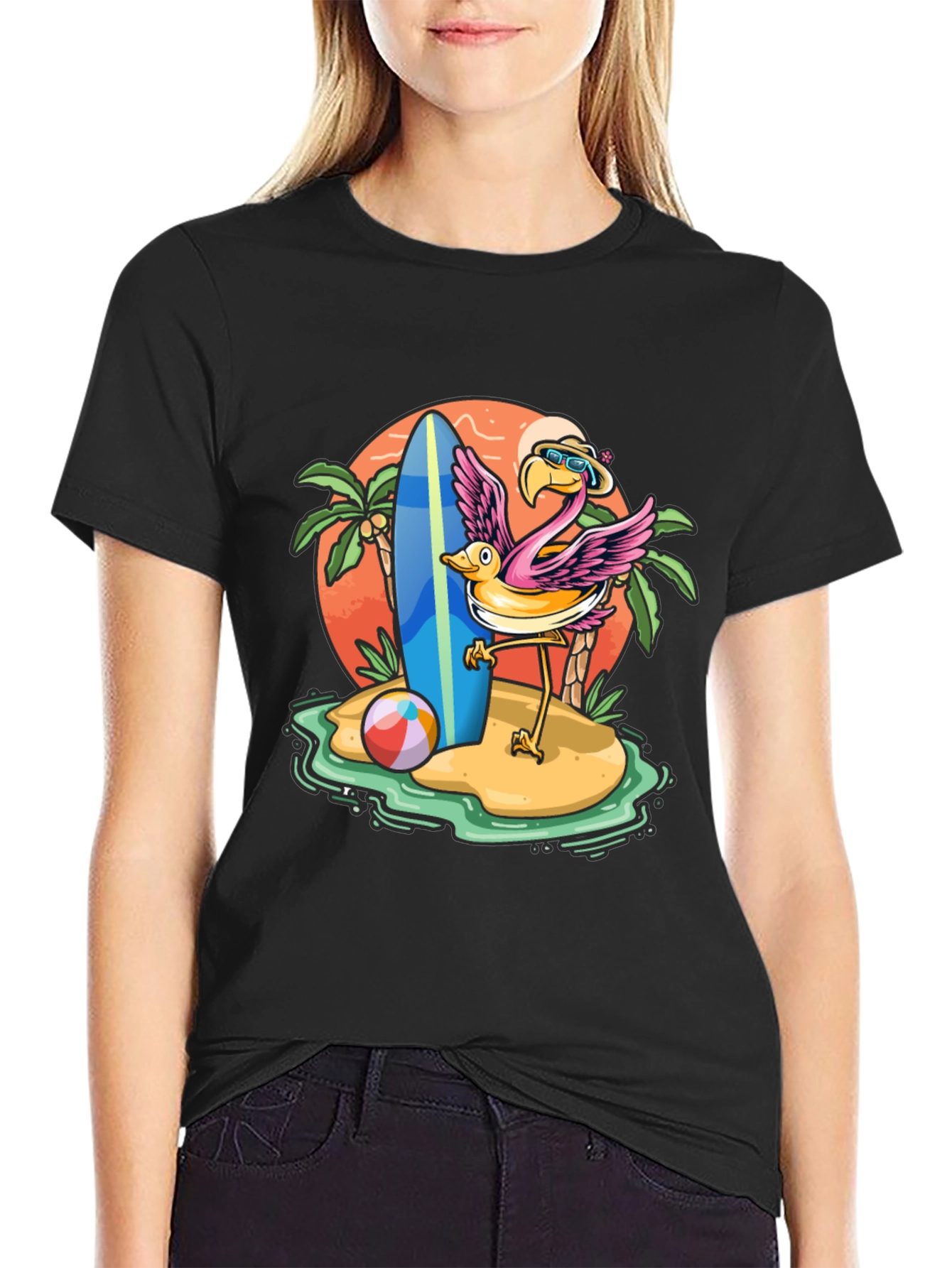 Summer Flamingo Graphic Tee - Beach Vibes