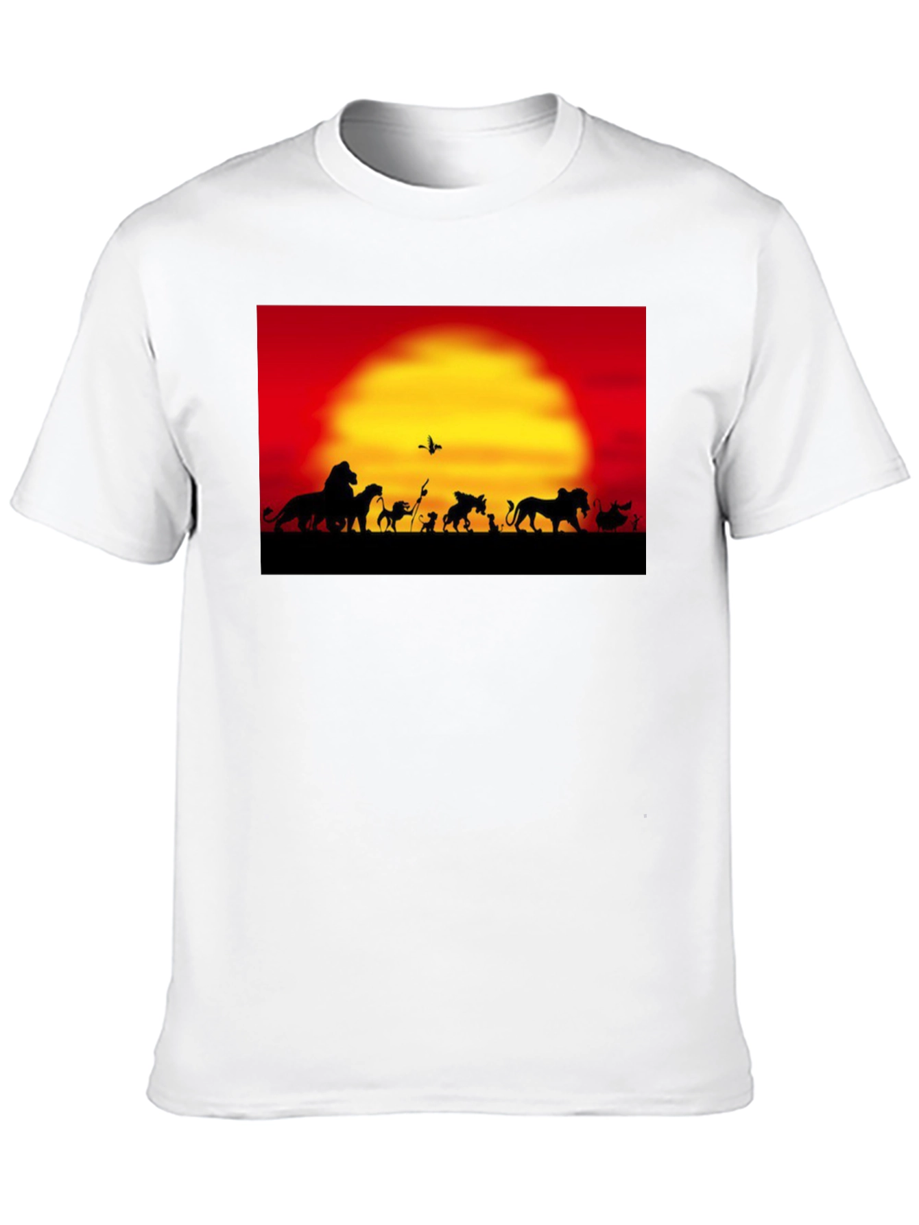 Lion King Sunset T-Shirt Black Cotton Adult Mens Fashion