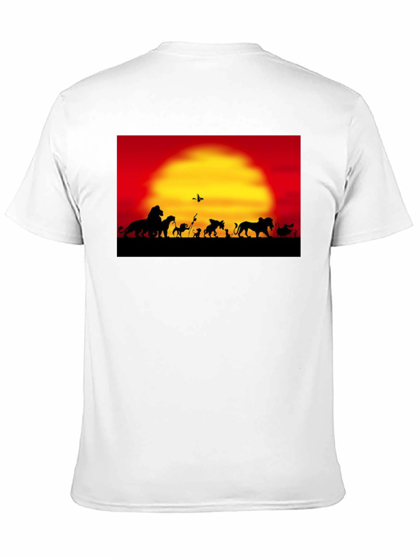 Lion King Sunset T-Shirt Black Cotton Adult Mens Fashion