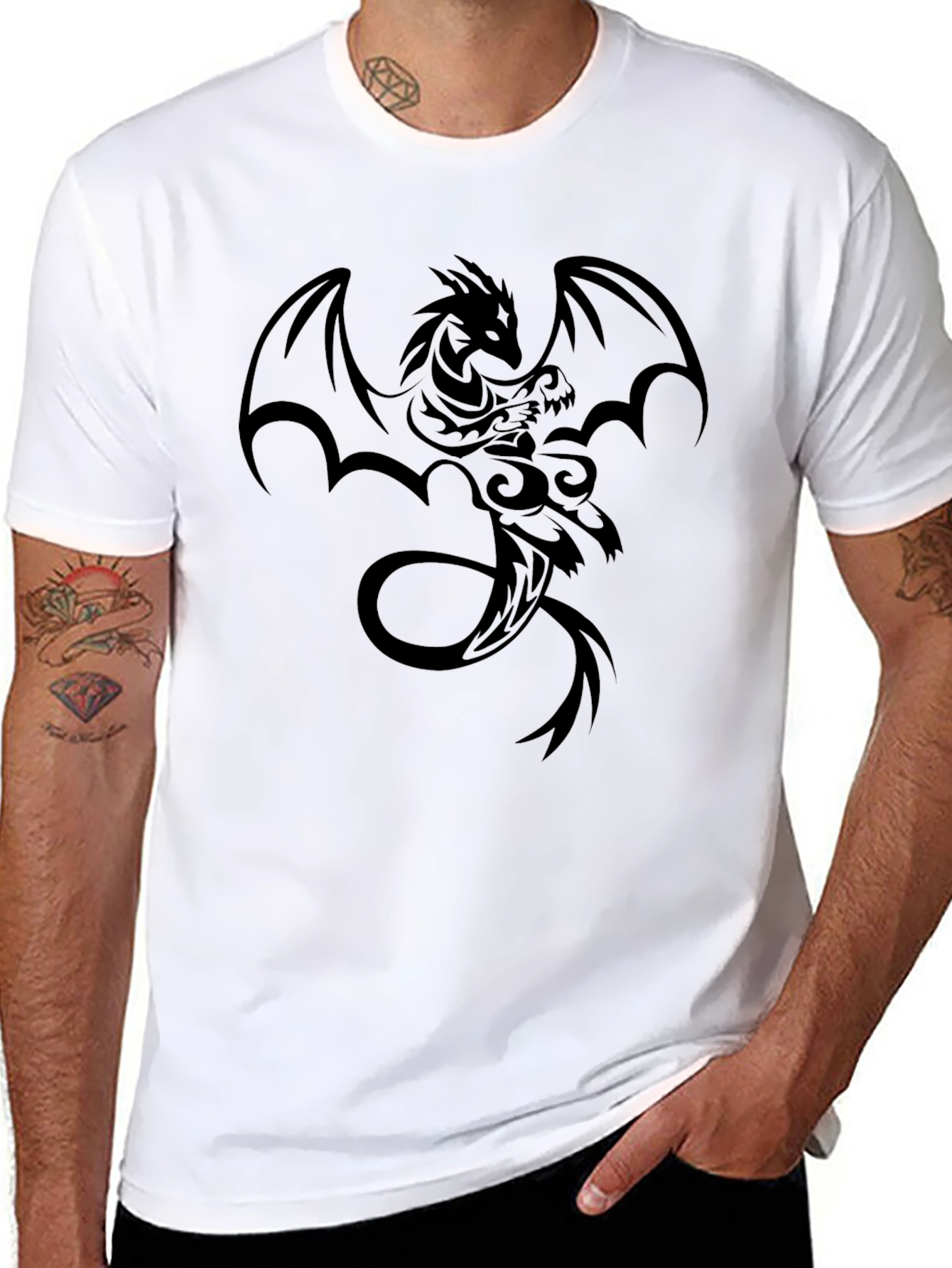 Black Dragon Graphic T-Shirt - Mens Casual Wear