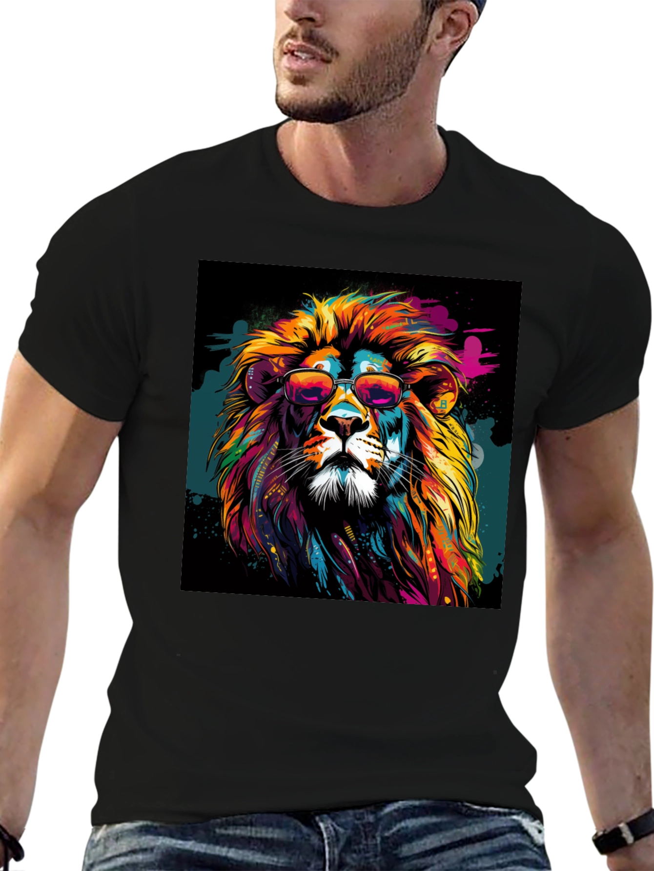 Cool Lion Graphic Tee - Black T-Shirt