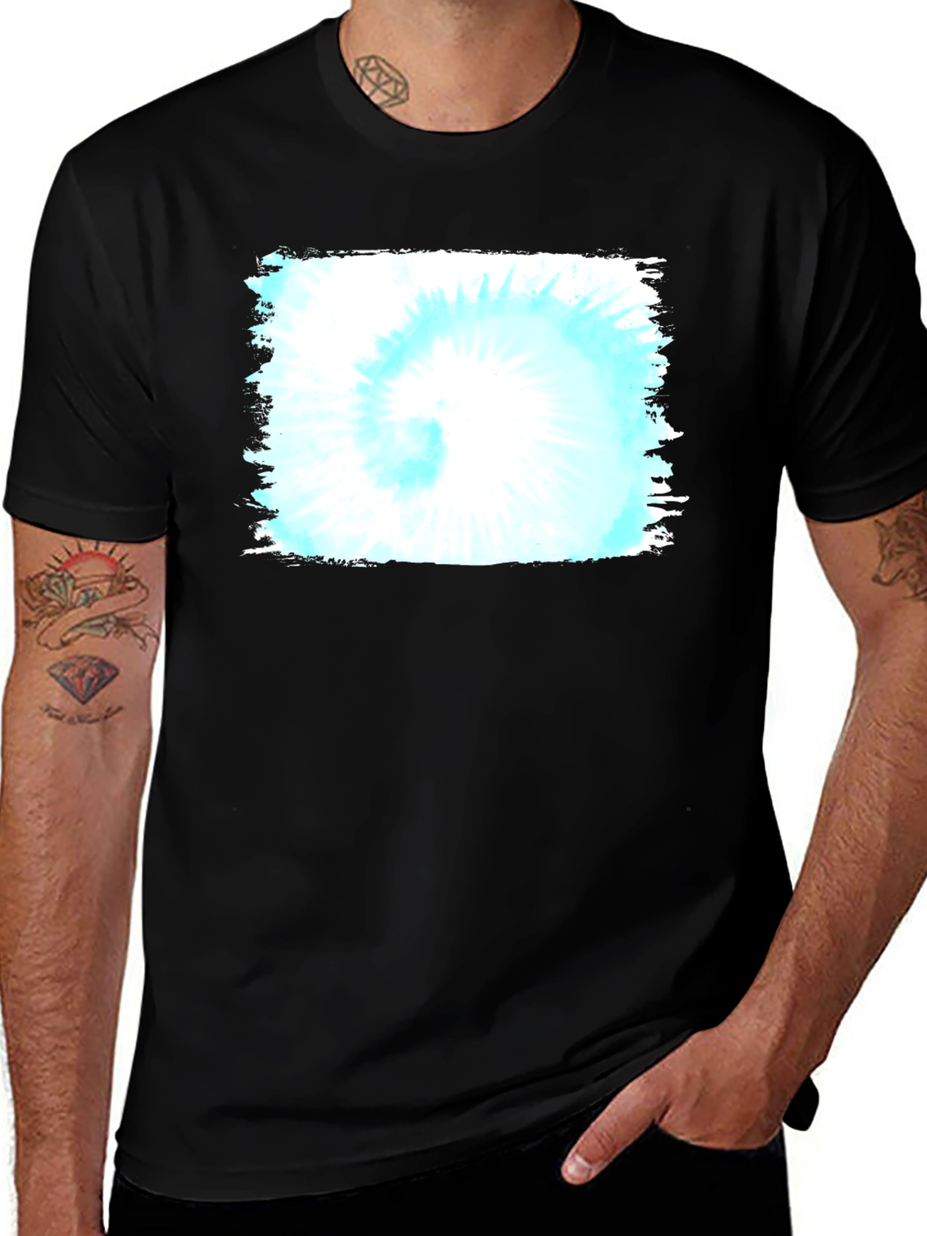Black T-Shirt with Abstract Square Design