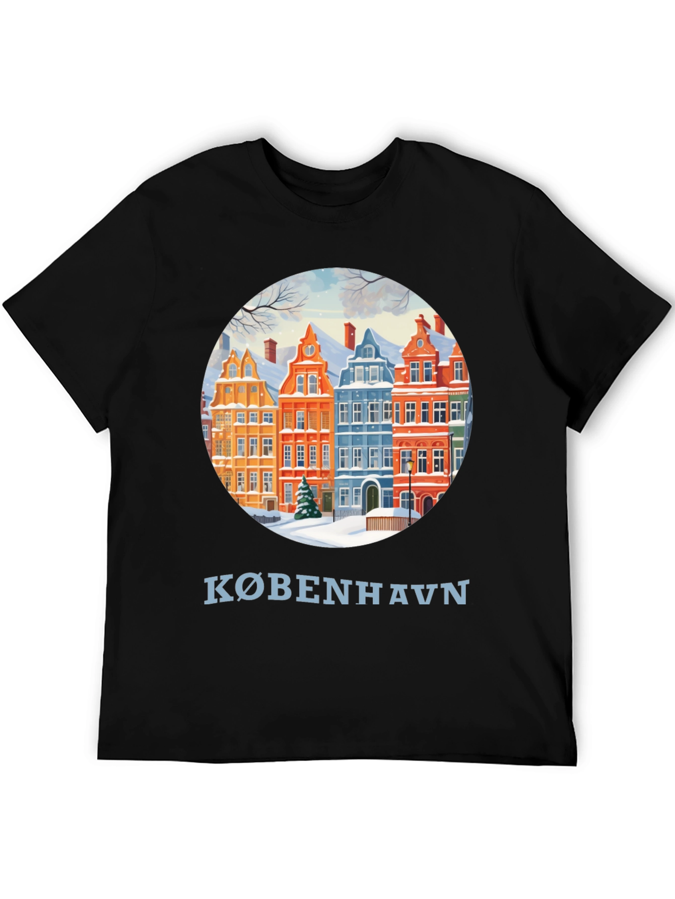 Copenhagen Winter Houses Graphic T-Shirt