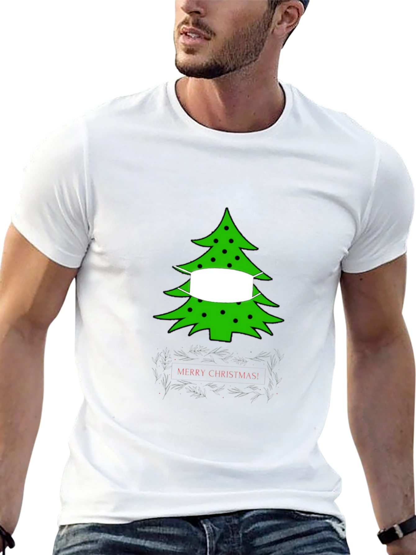 Festive Christmas Tree Mask T-Shirt