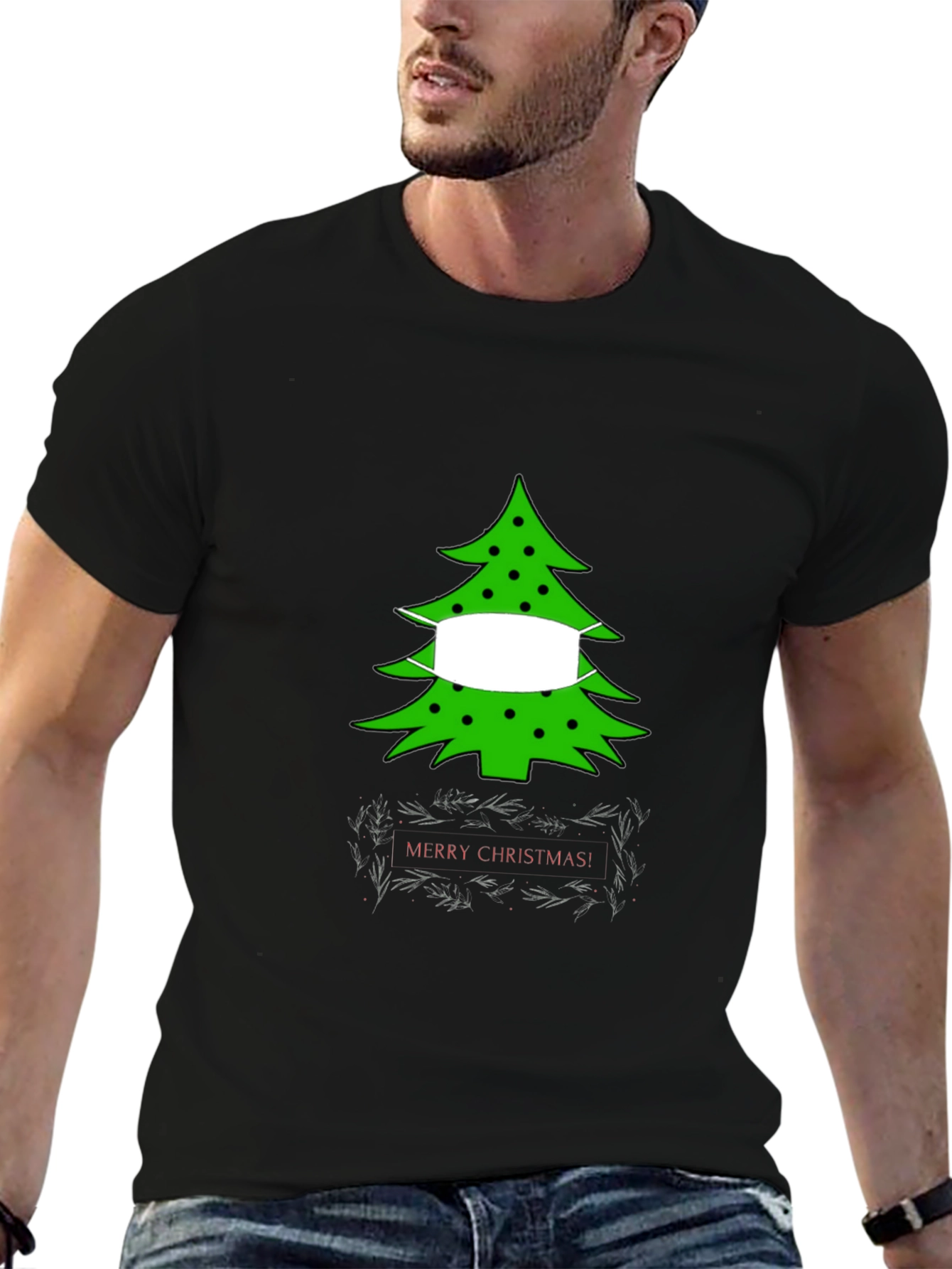 Festive Christmas Tree Mask T-Shirt