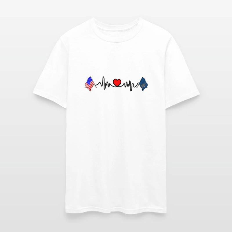 Cardio heart with Flag USA and flag North Dakota