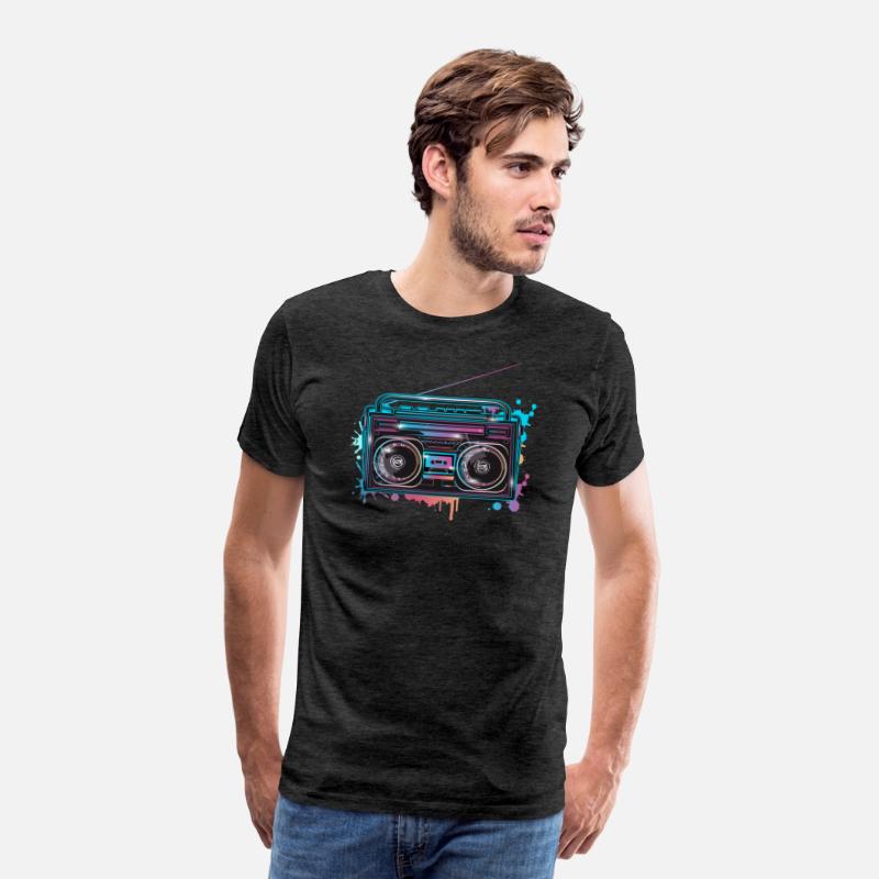 Cassette recorder in 80s neon graffiti look