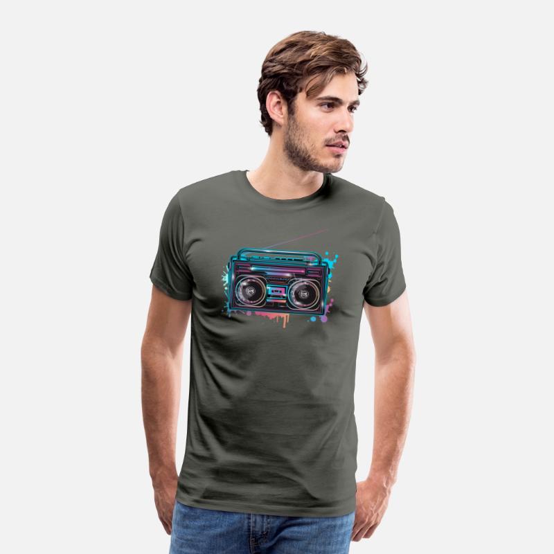 Cassette recorder in 80s neon graffiti look