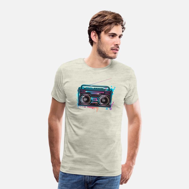 Cassette recorder in 80s neon graffiti look