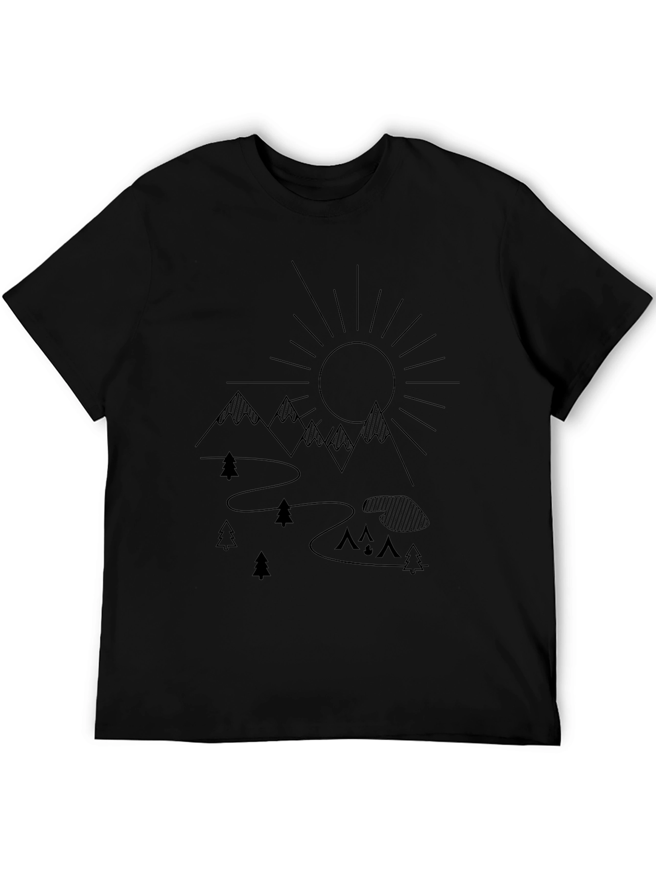 Nature Scene Graphic Tee - Black Cotton Comfort