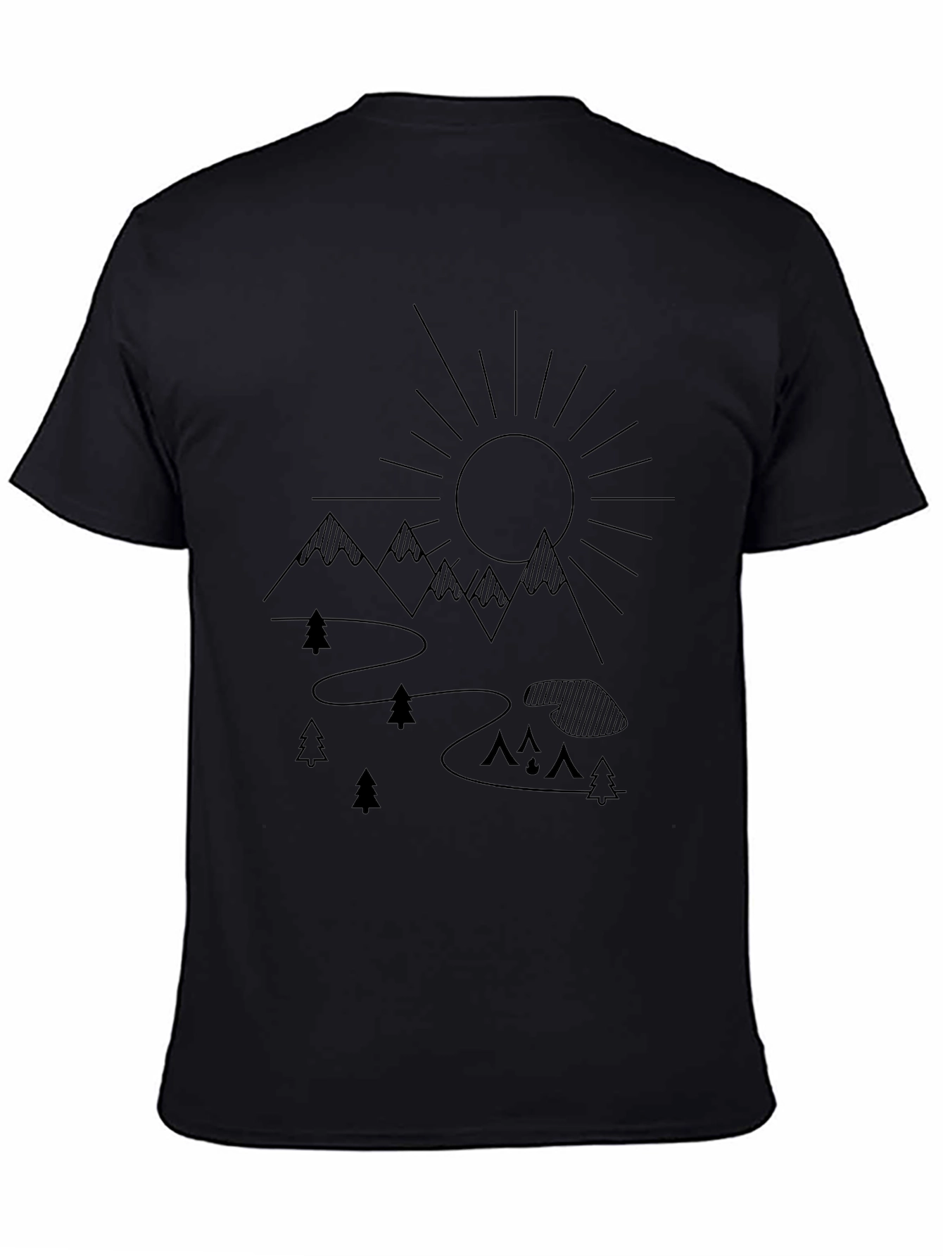 Nature Scene Graphic Tee - Black Cotton Comfort