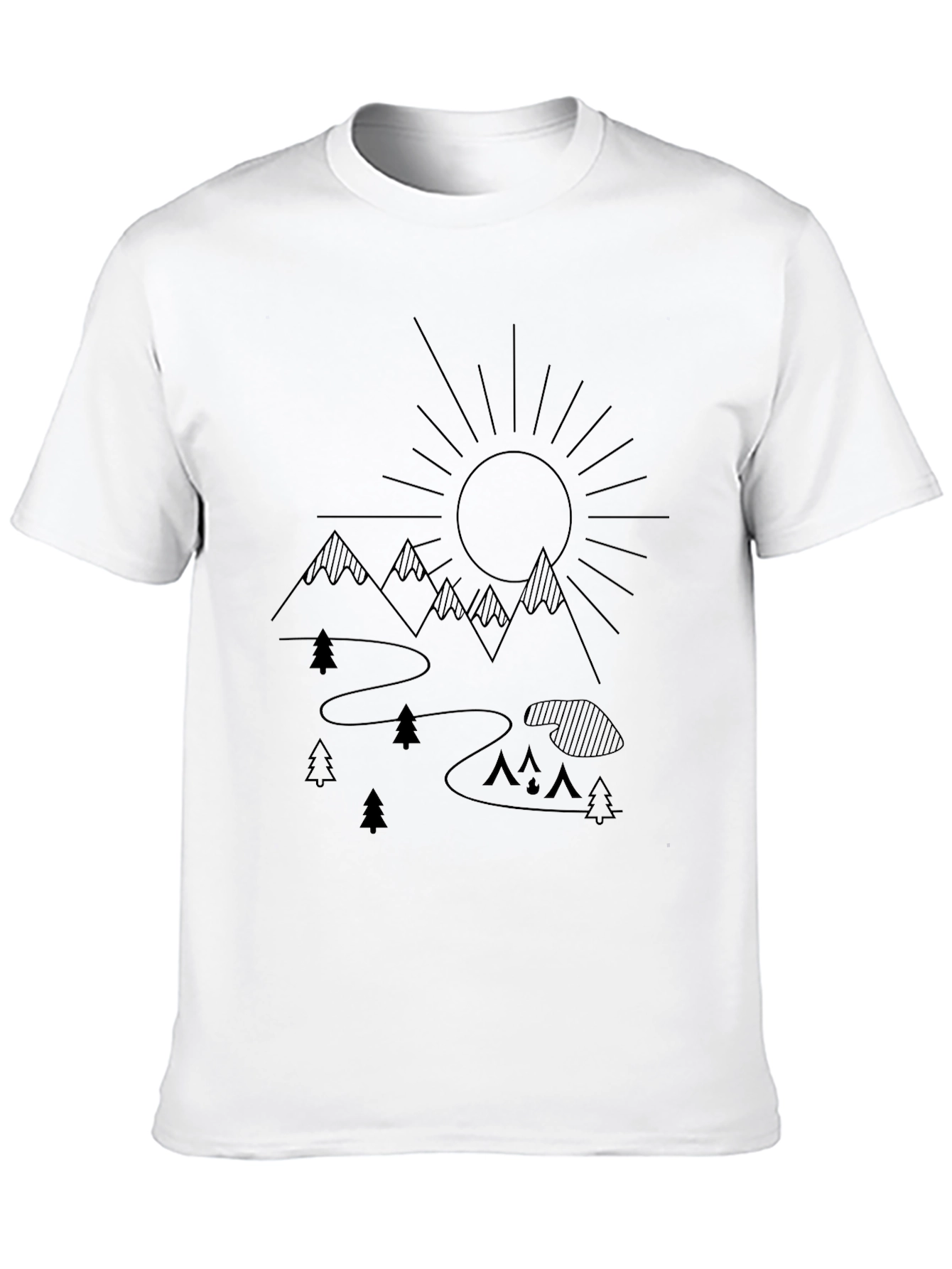 Nature Scene Graphic Tee - Black Cotton Comfort