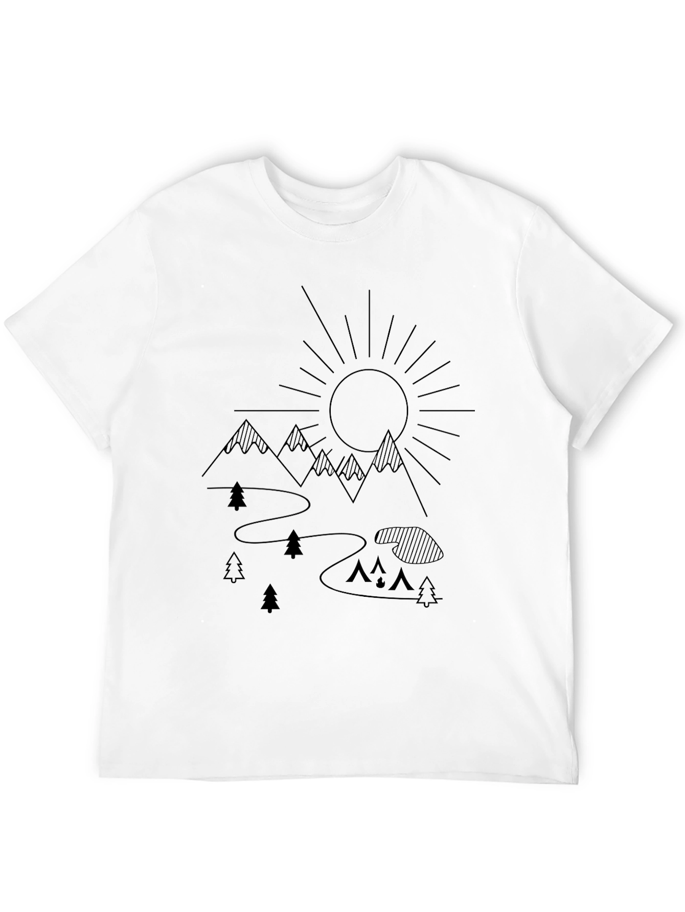 Nature Scene Graphic Tee - Black Cotton Comfort
