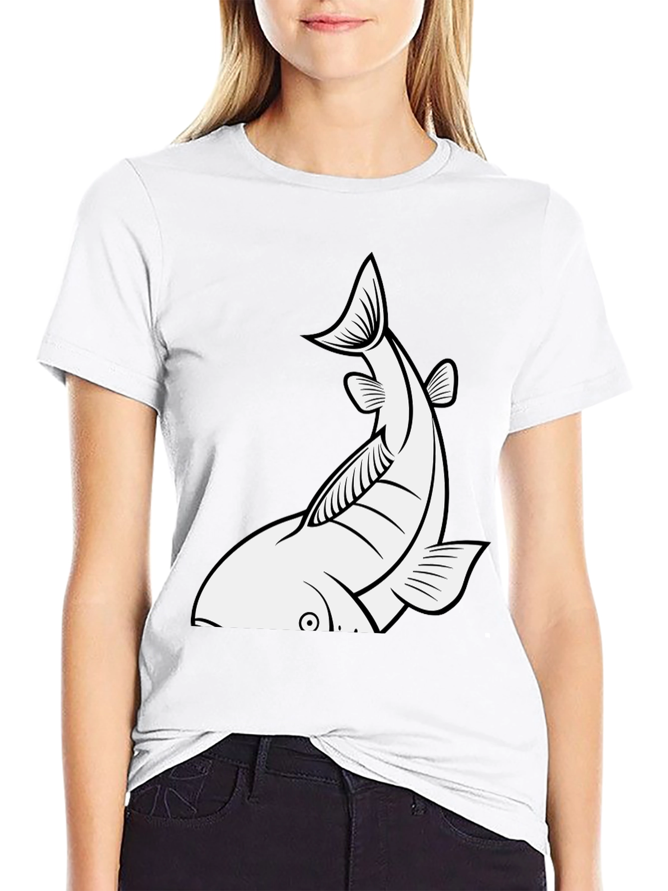 Fish Graphic Tee - Black Cotton T-Shirt