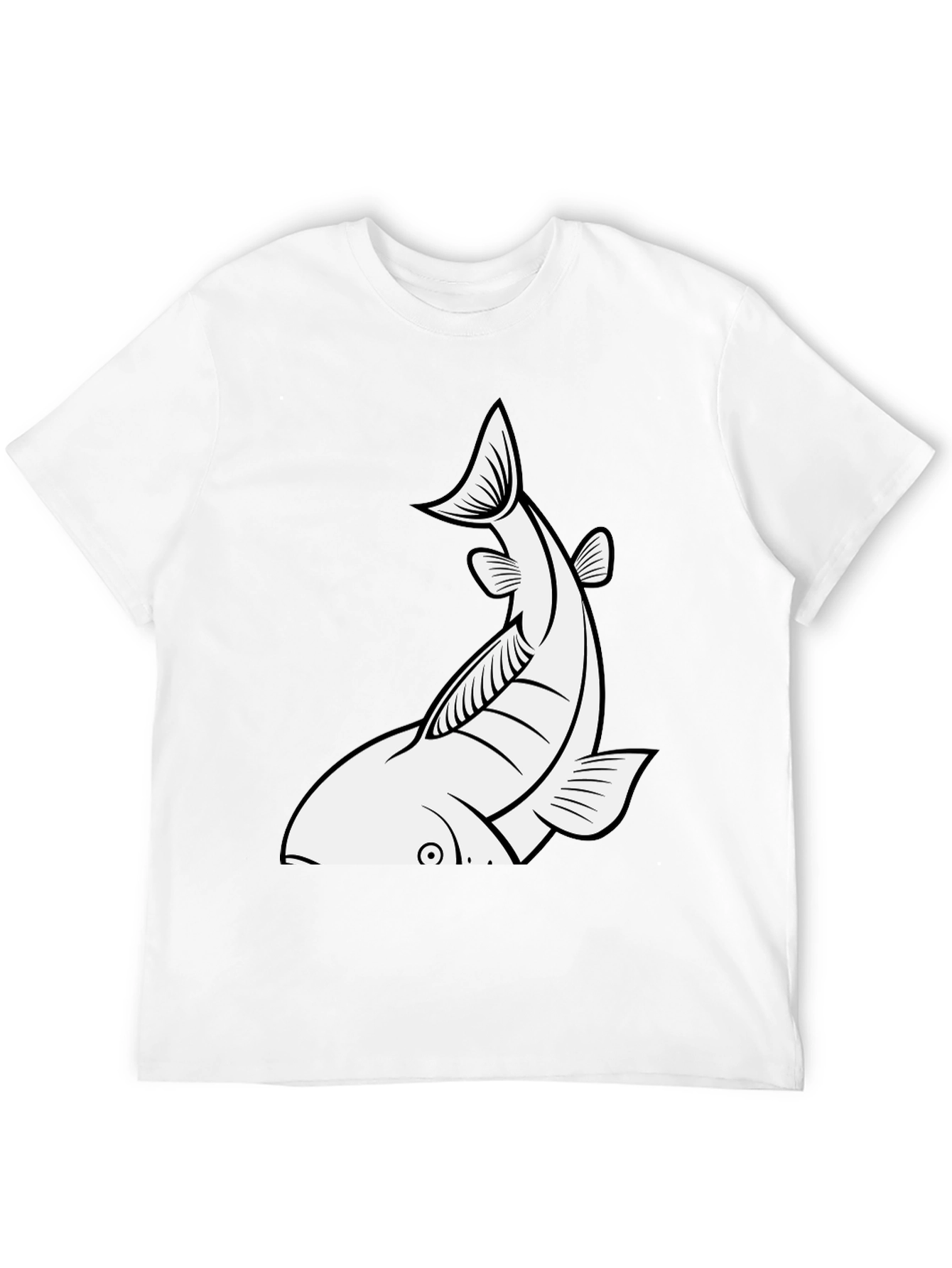 Fish Graphic Tee - Black Cotton T-Shirt