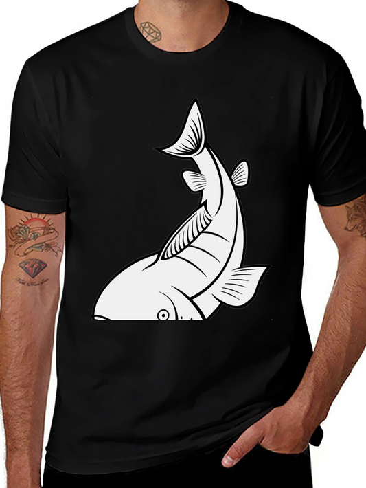 Fish Graphic Tee - Black Cotton T-Shirt