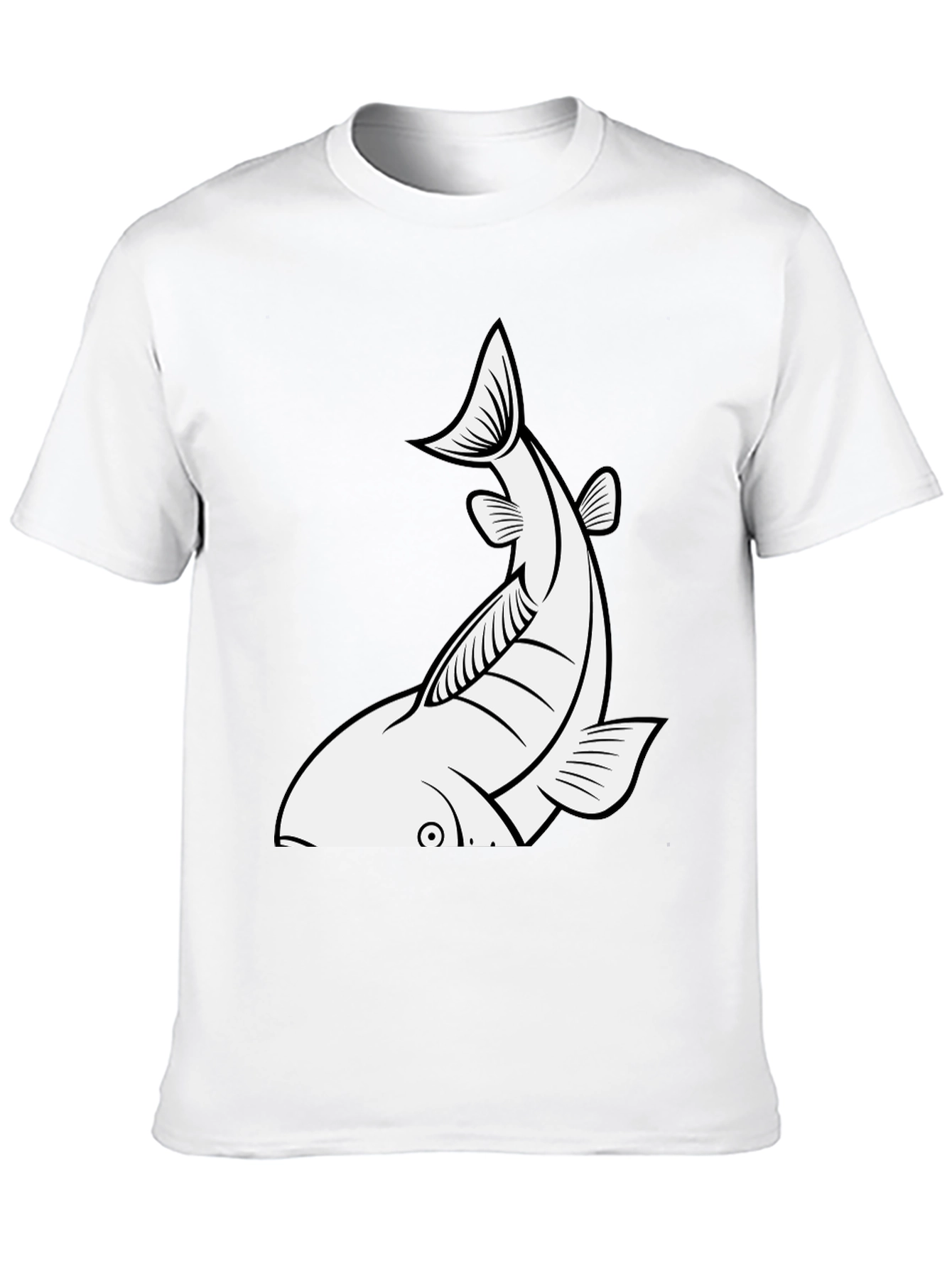 Fish Graphic Tee - Black Cotton T-Shirt
