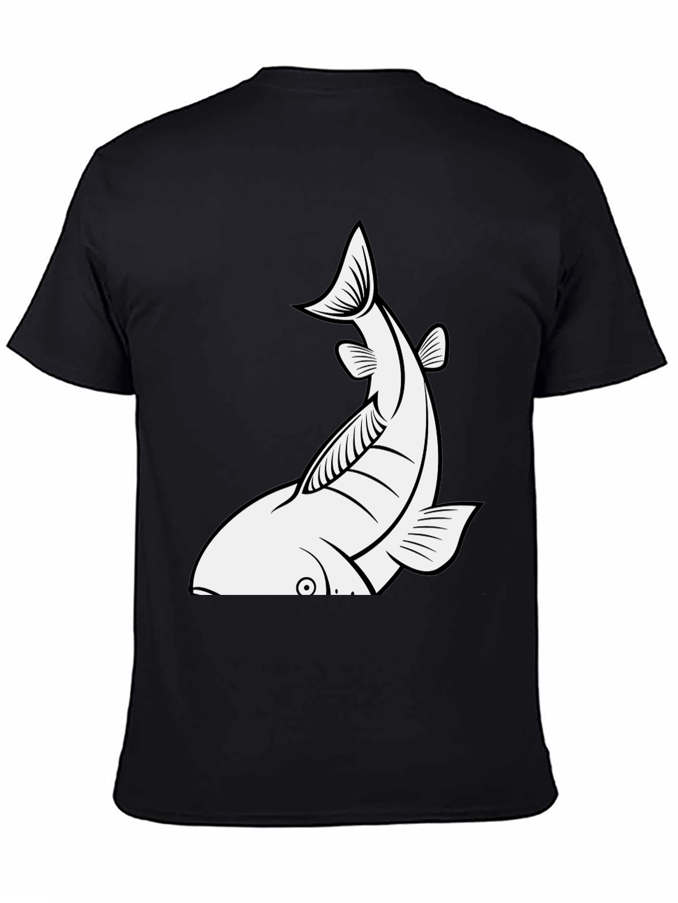Fish Graphic Tee - Black Cotton T-Shirt