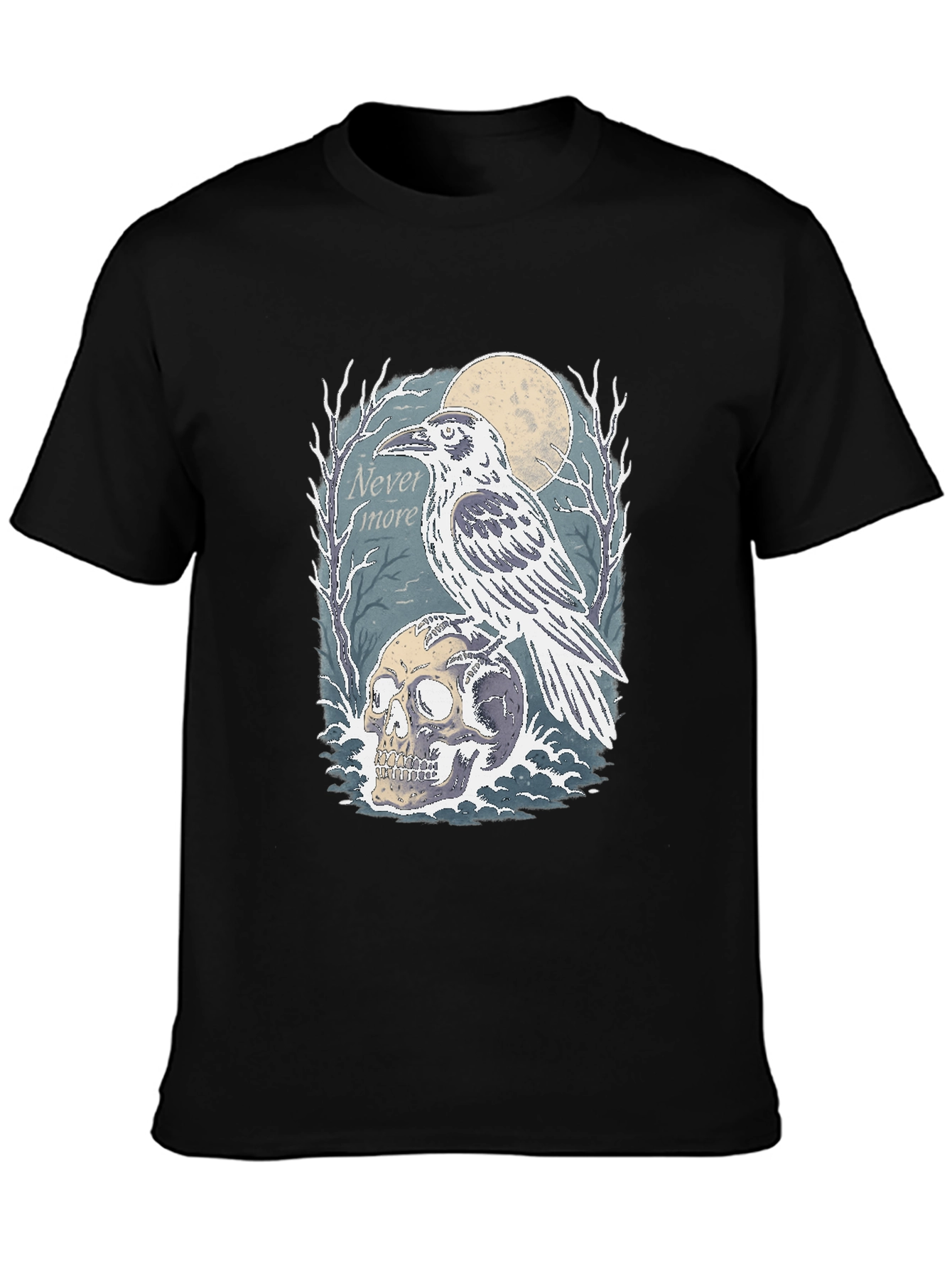 Raven Skull Graphic Tee - Nevermore Gothic Shirt