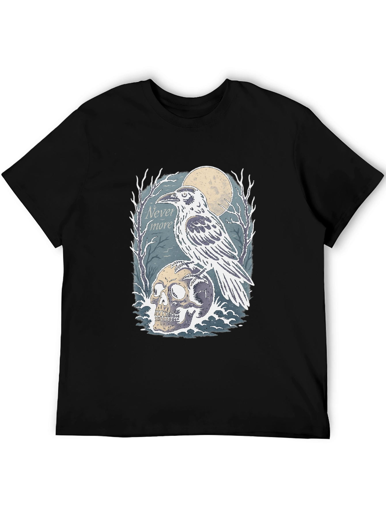 Raven Skull Graphic Tee - Nevermore Gothic Shirt