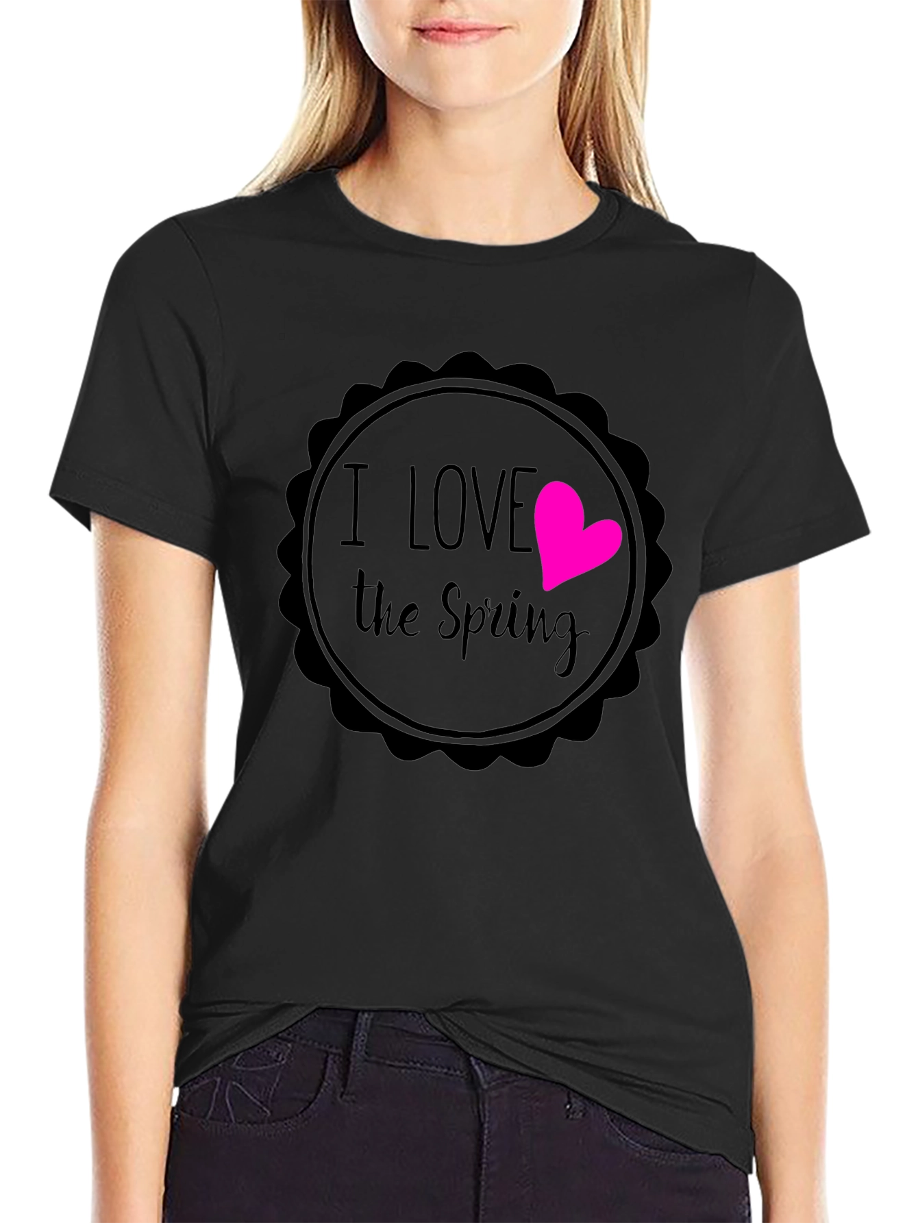 I Love the Spring Black Graphic T-Shirt