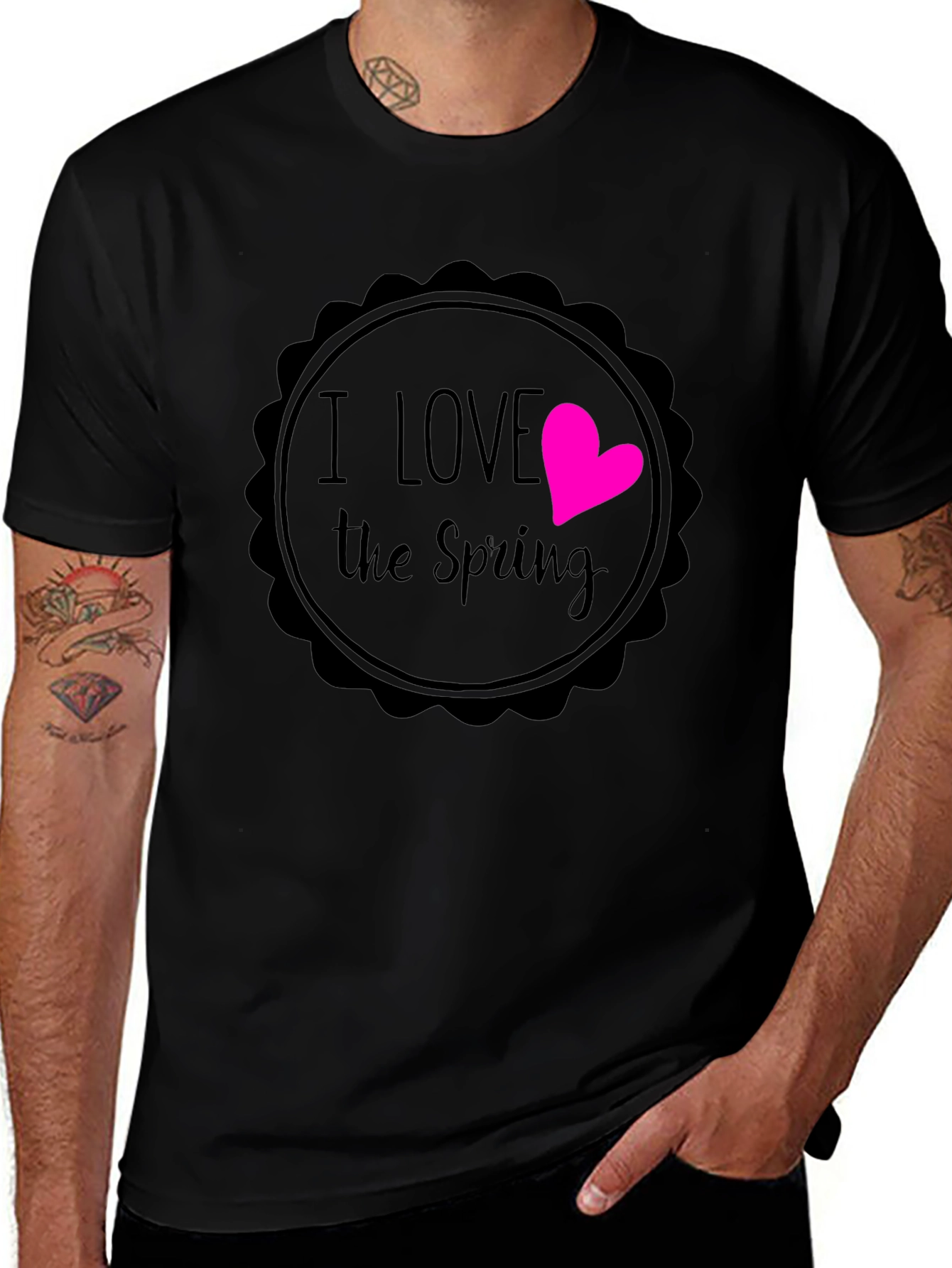 I Love the Spring Black Graphic T-Shirt