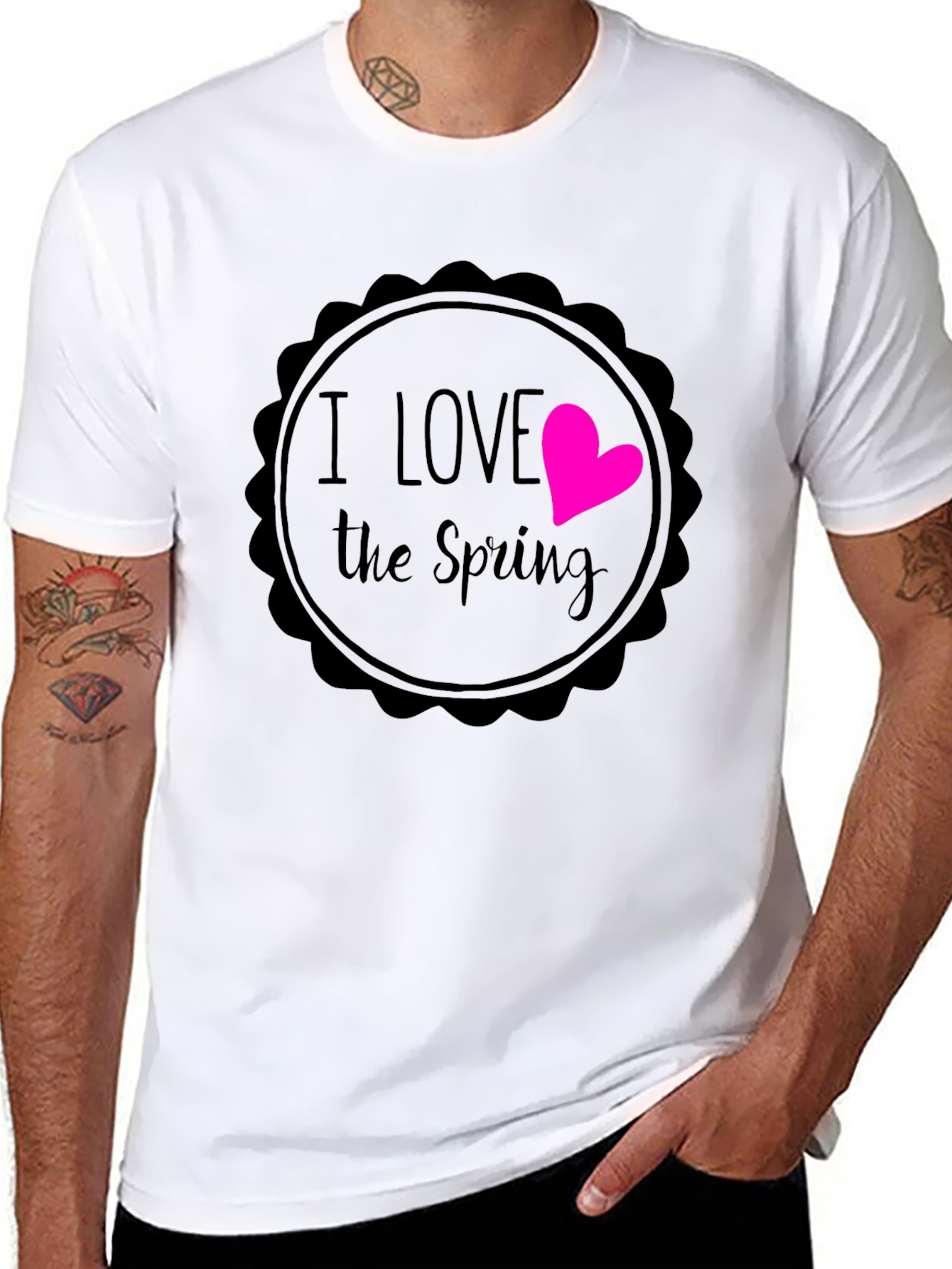 I Love the Spring Black Graphic T-Shirt