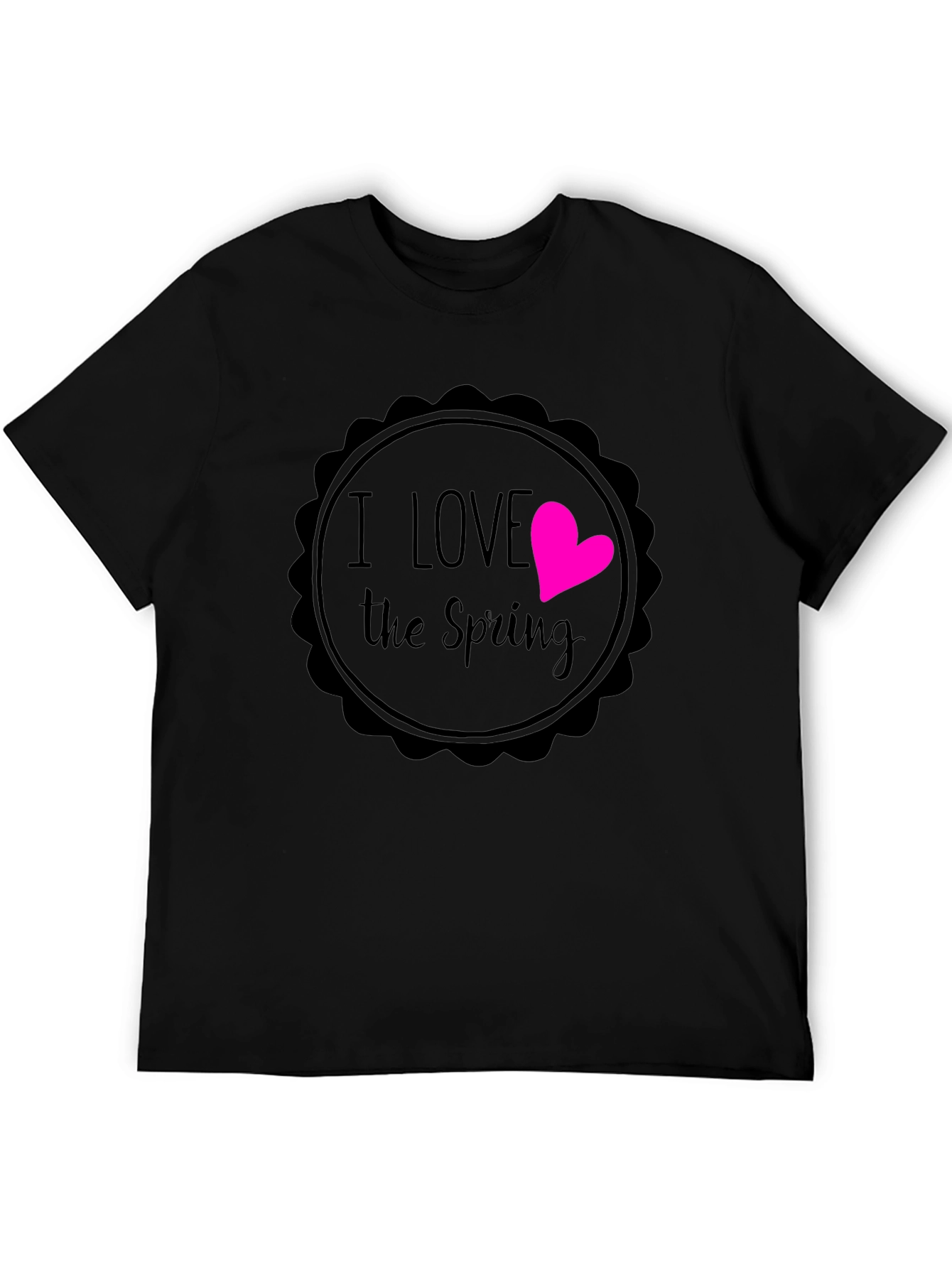 I Love the Spring Black Graphic T-Shirt
