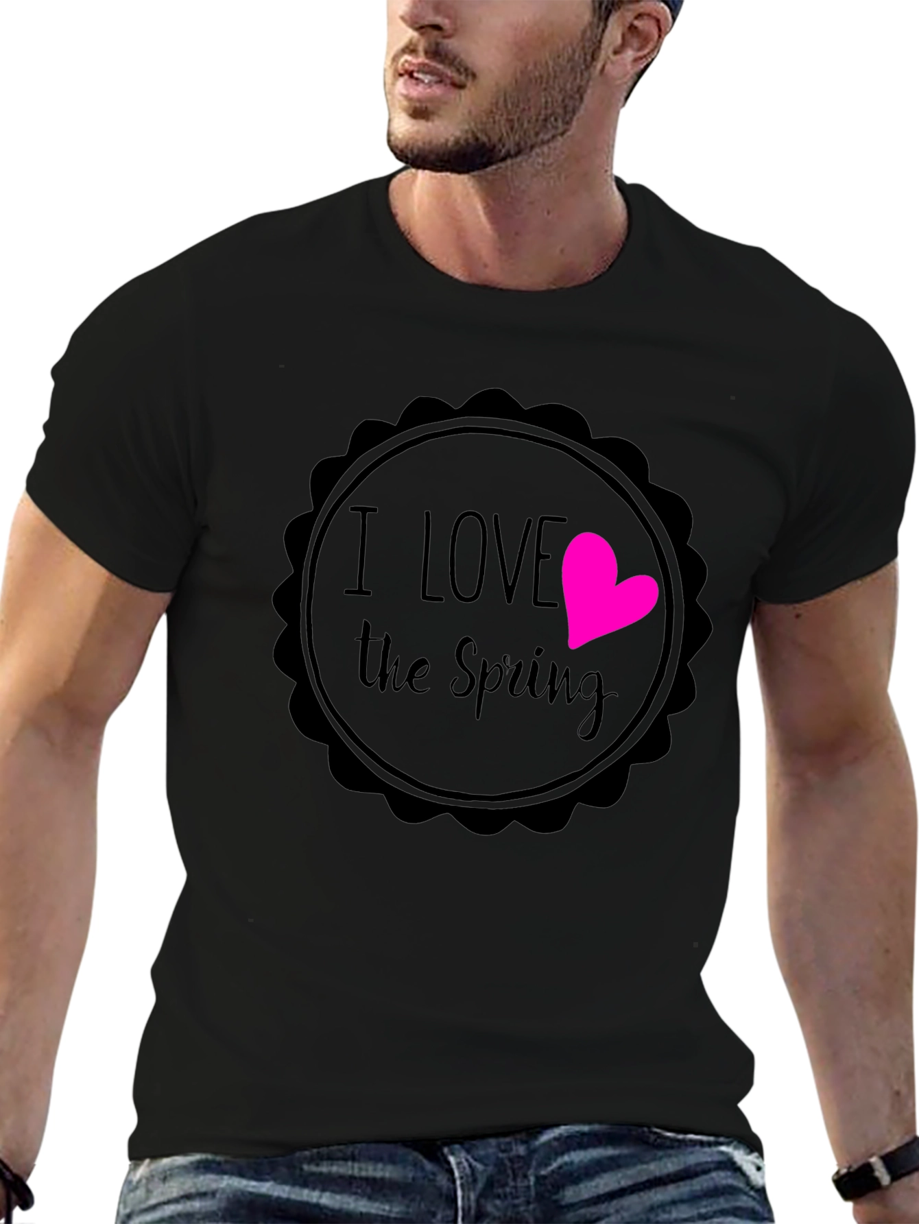 I Love the Spring Black Graphic T-Shirt