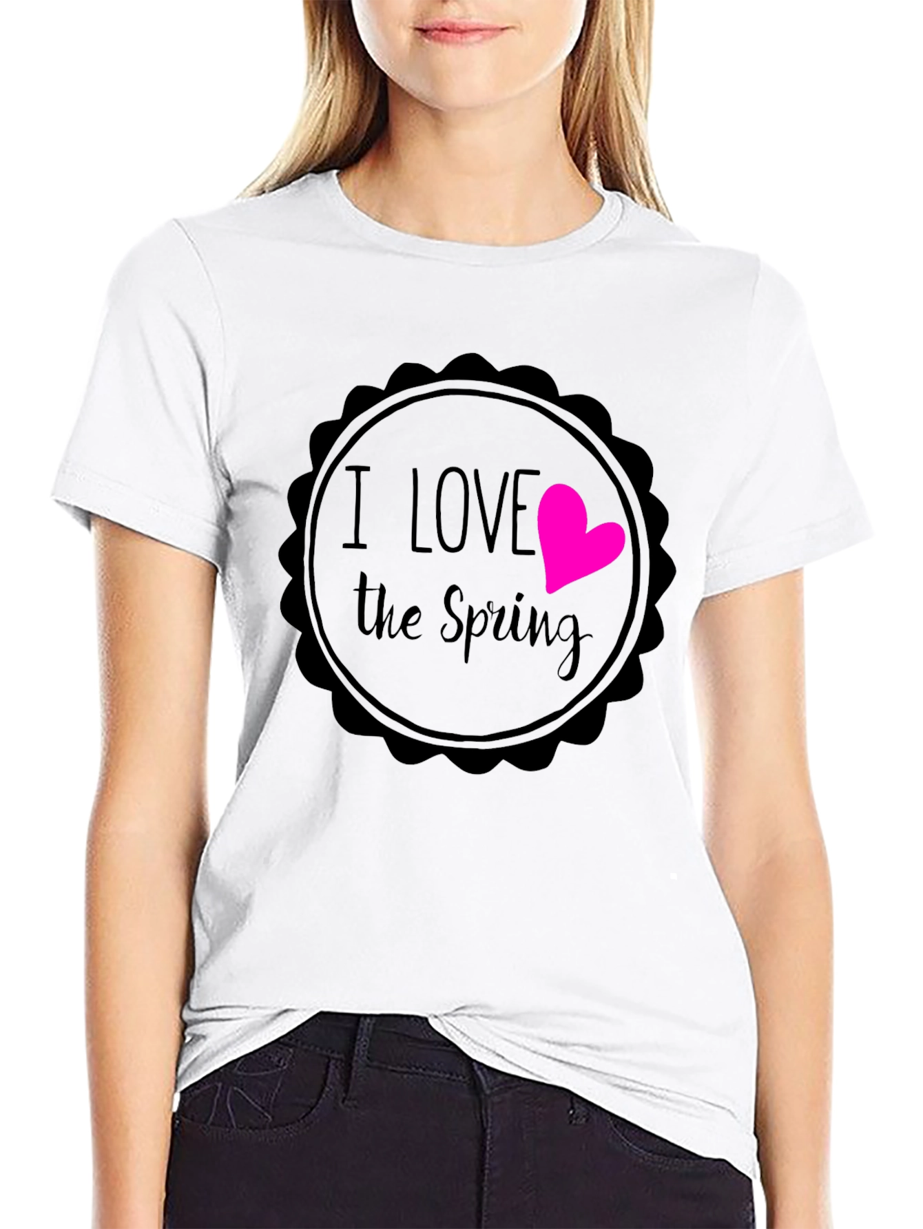 I Love the Spring Black Graphic T-Shirt