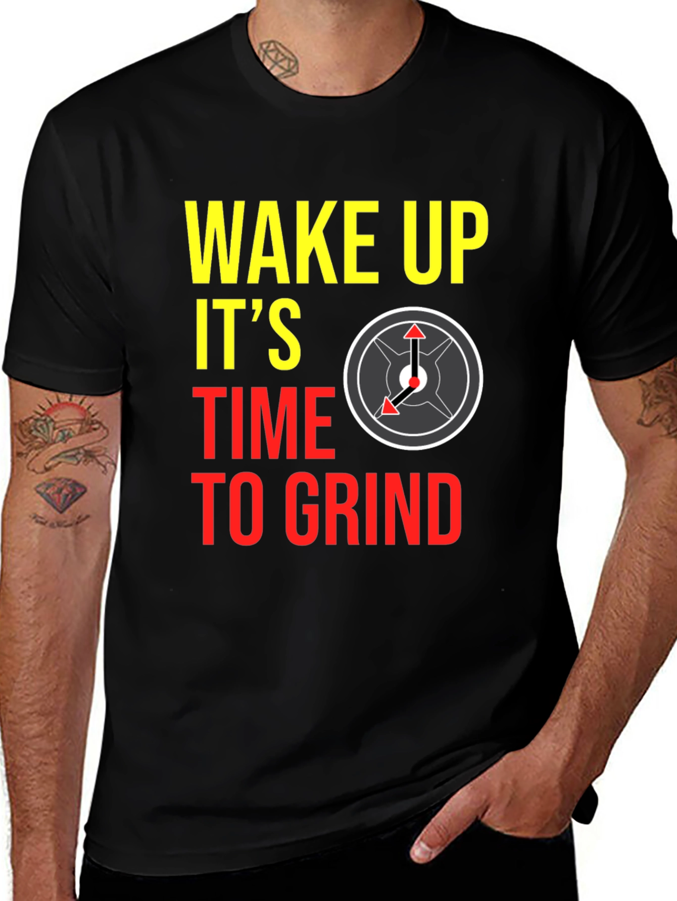 Wake Up Grind Time Black Graphic Tee