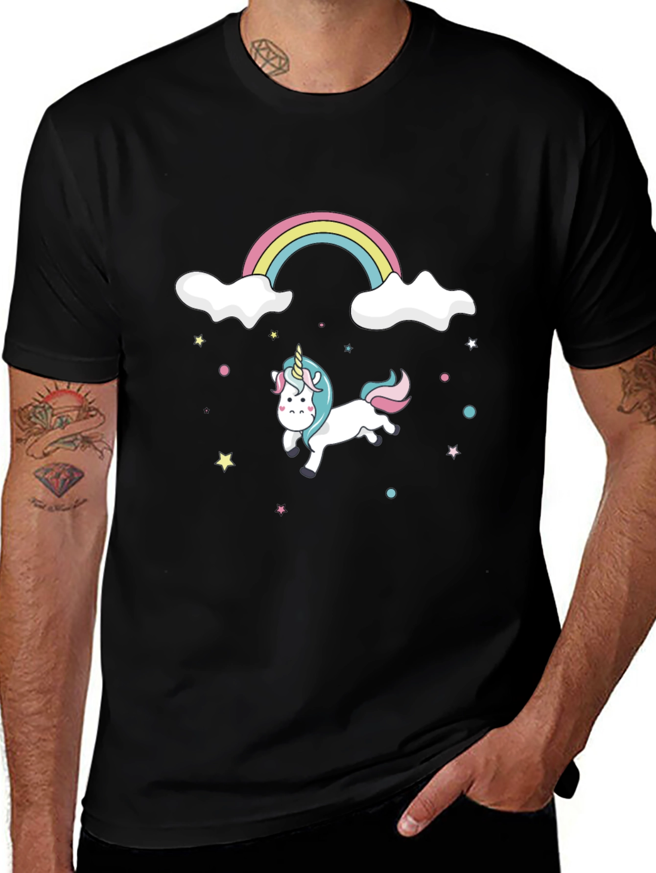 Unicorn Rainbow Black T-Shirt