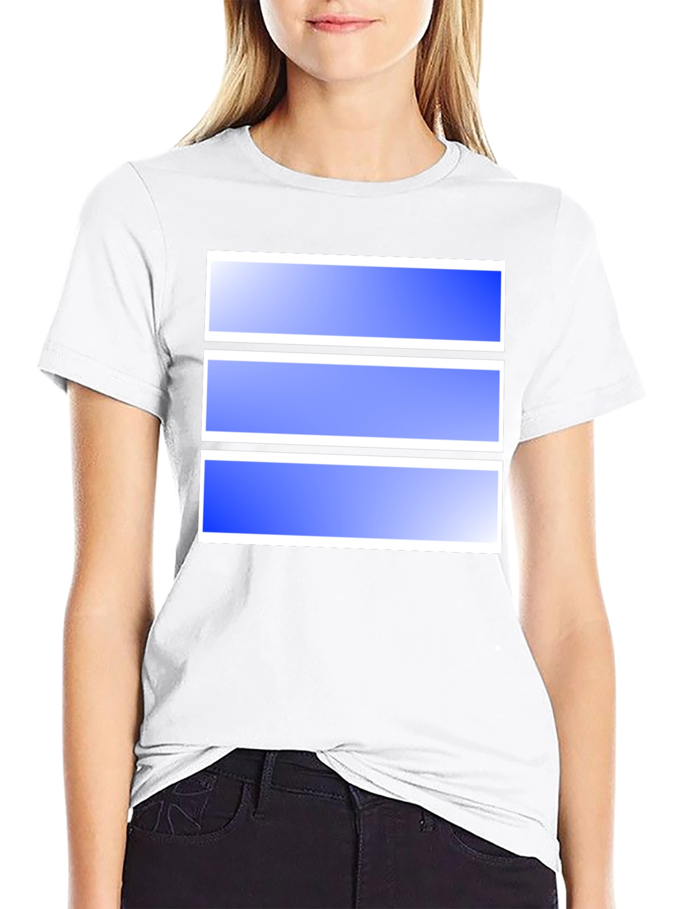 Modern Graphic Tee - Blue Stripes Black Shirt