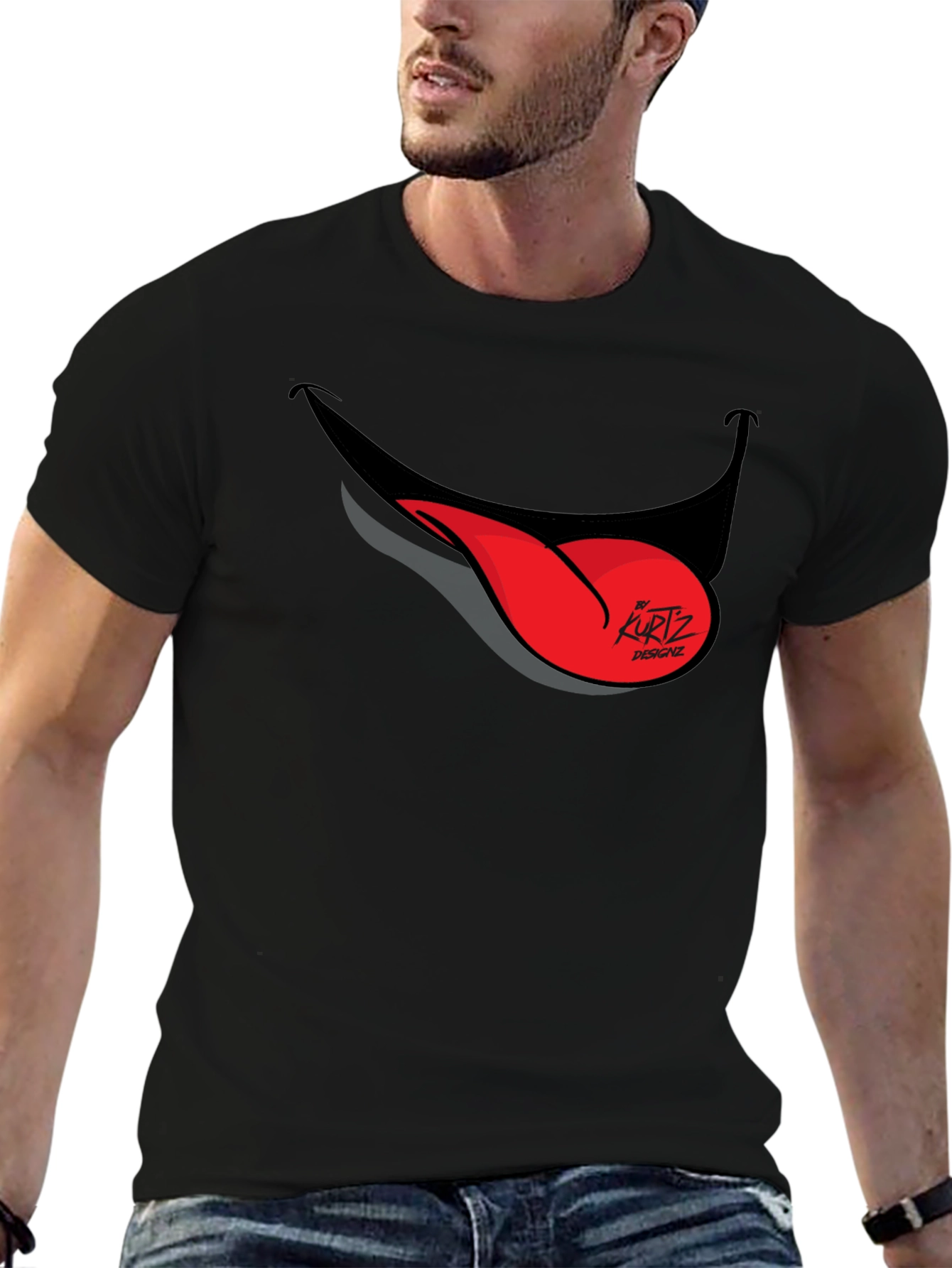 Funny Tongue Out Graphic Tee - Black Casual T-Shirt