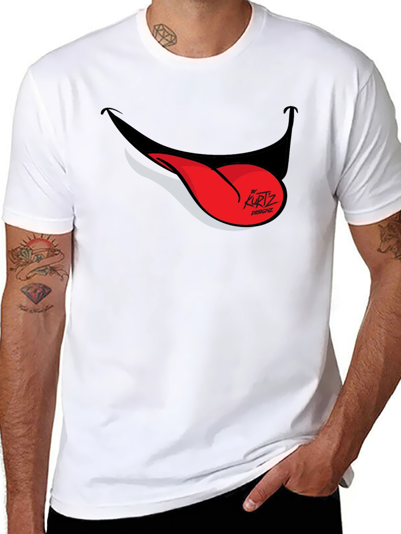 Funny Tongue Out Graphic Tee - Black Casual T-Shirt