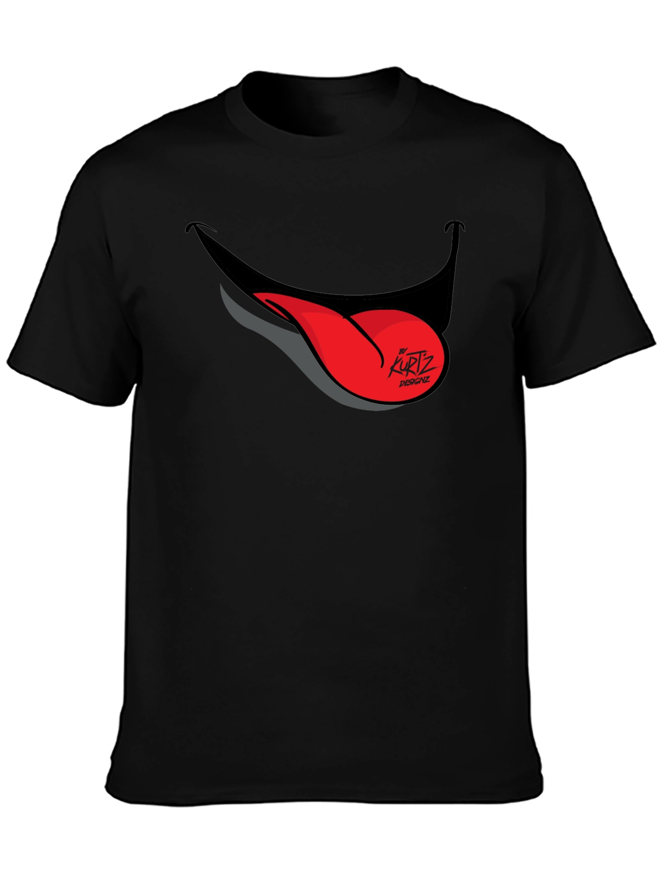Funny Tongue Out Graphic Tee - Black Casual T-Shirt