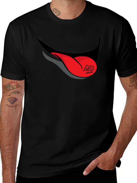 Funny Tongue Out Graphic Tee - Black Casual T-Shirt