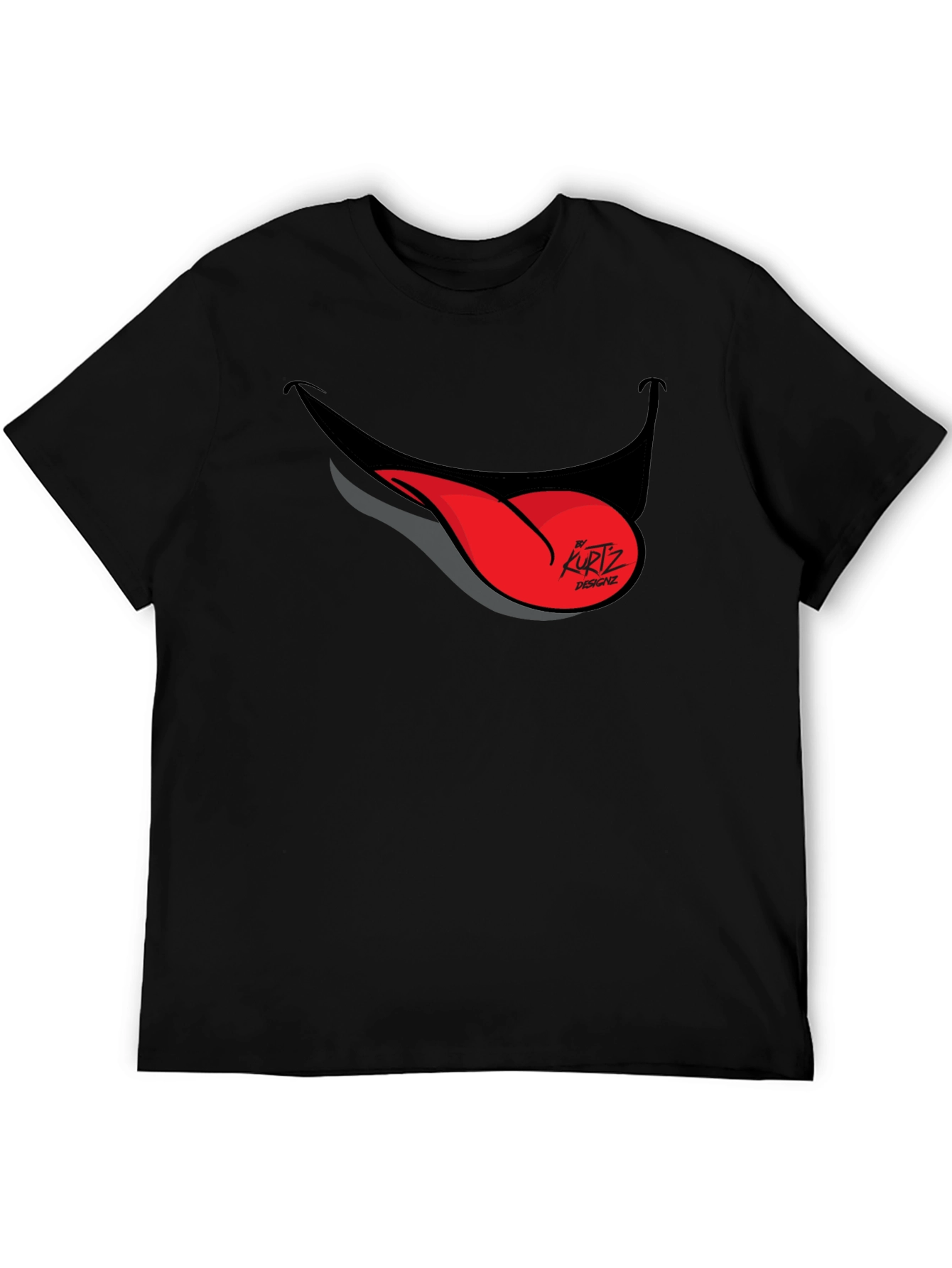 Funny Tongue Out Graphic Tee - Black Casual T-Shirt
