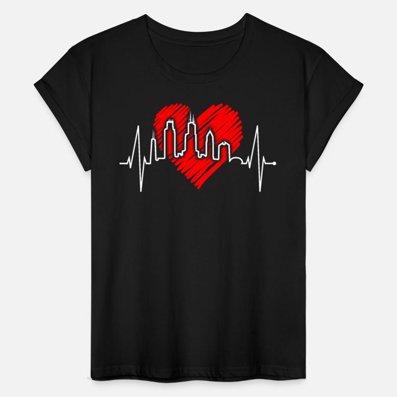 Chicago Skyline Heartbeat USA Heart I Love Chicago