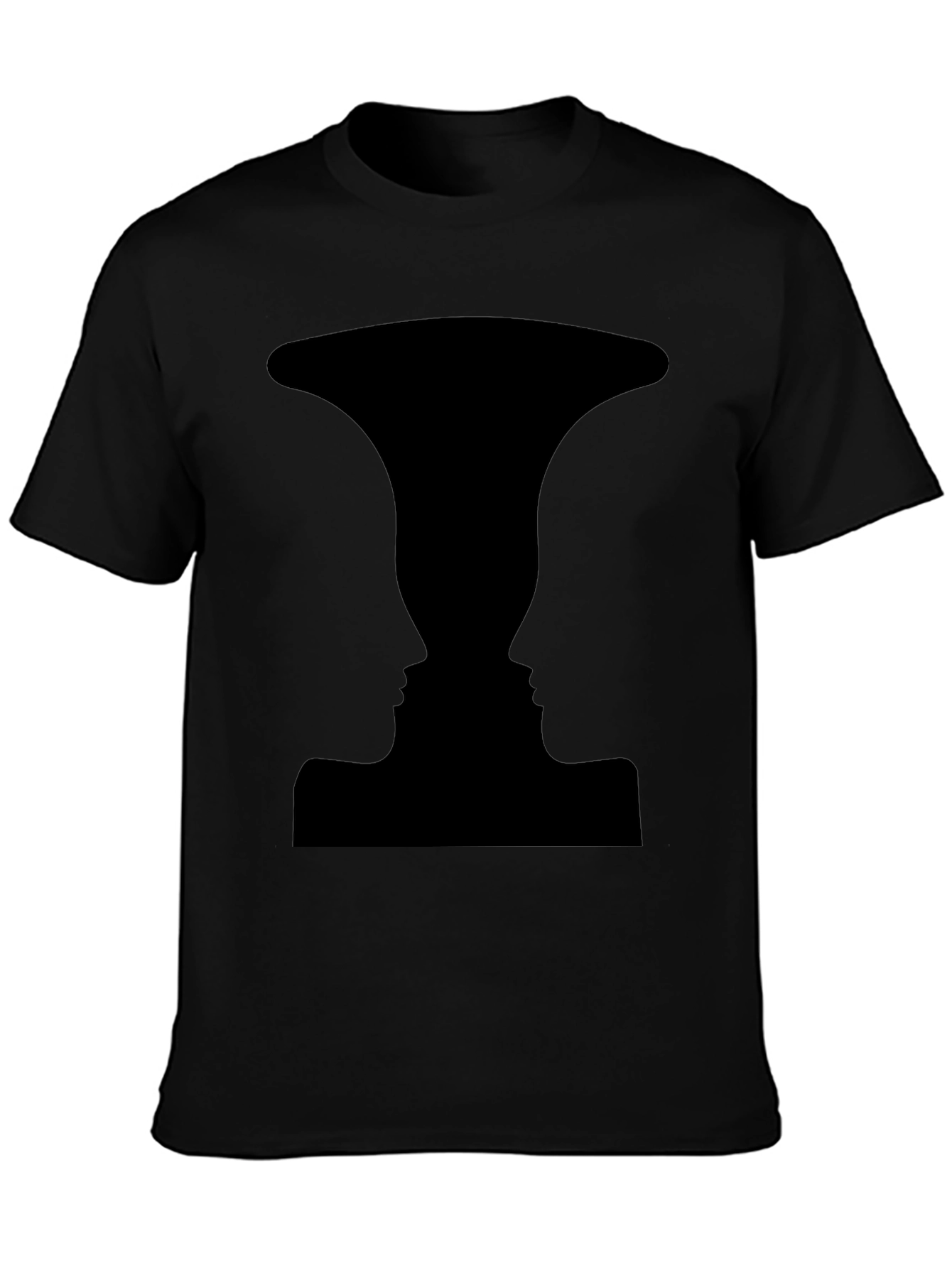 Optical Illusion Faces Vase Black T-Shirt