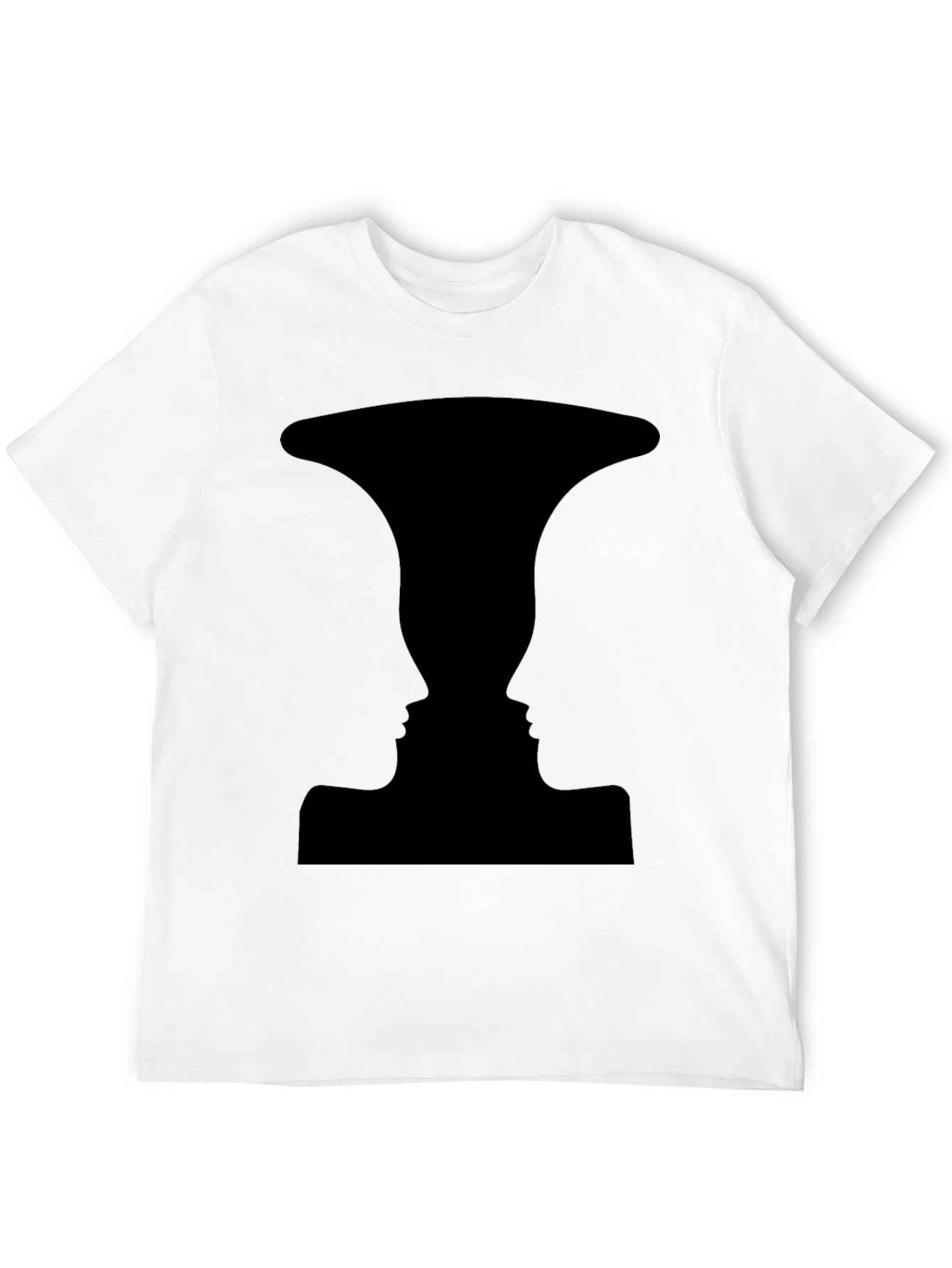 Optical Illusion Faces Vase Black T-Shirt