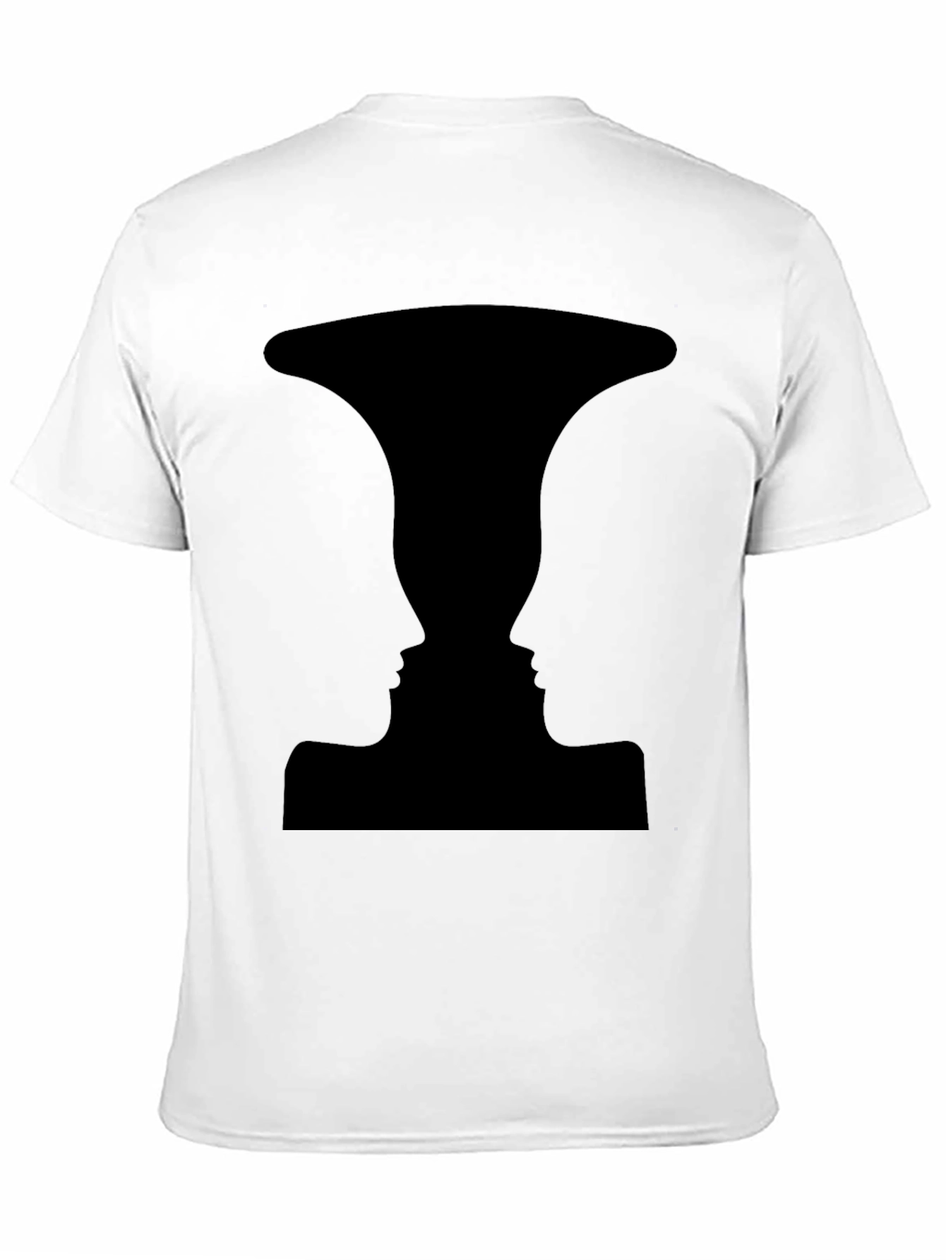 Optical Illusion Faces Vase Black T-Shirt