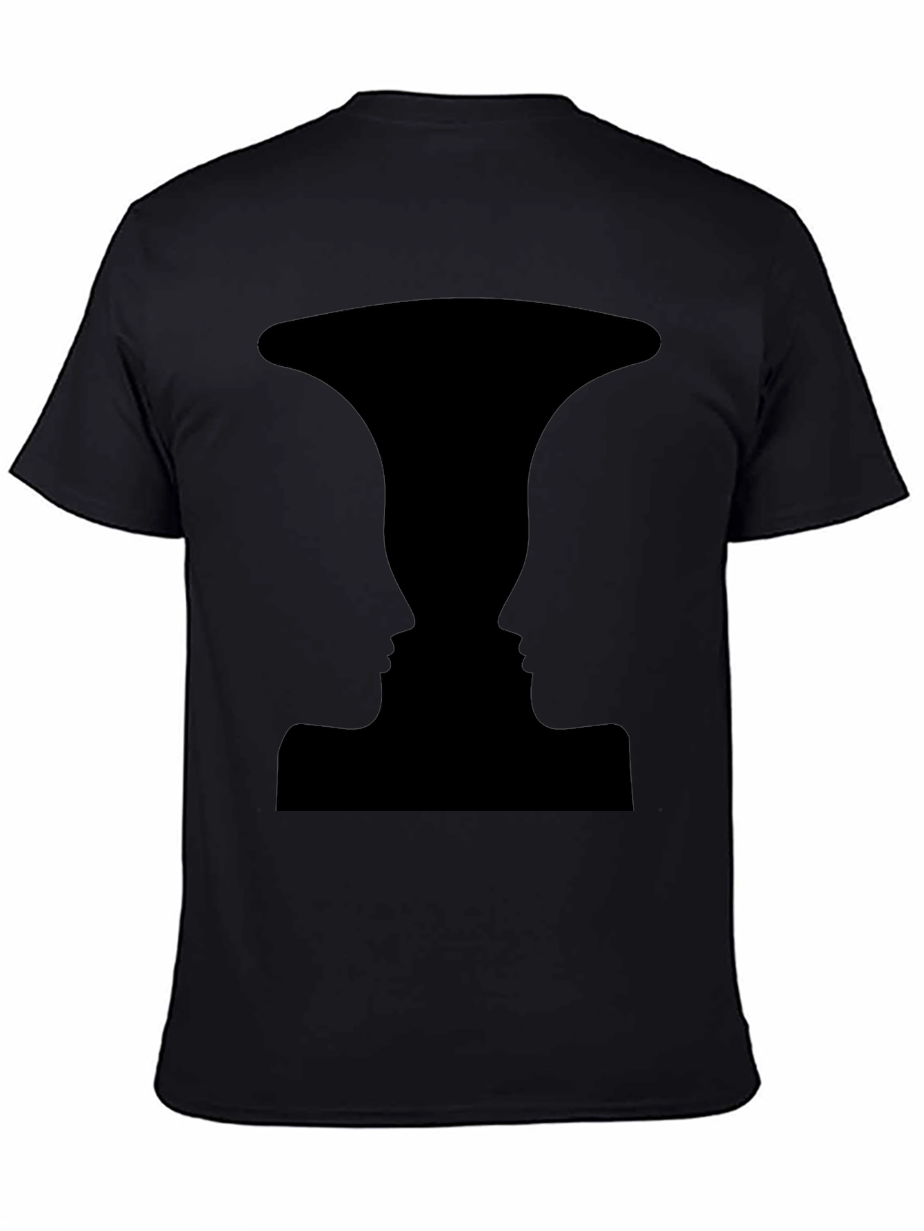 Optical Illusion Faces Vase Black T-Shirt