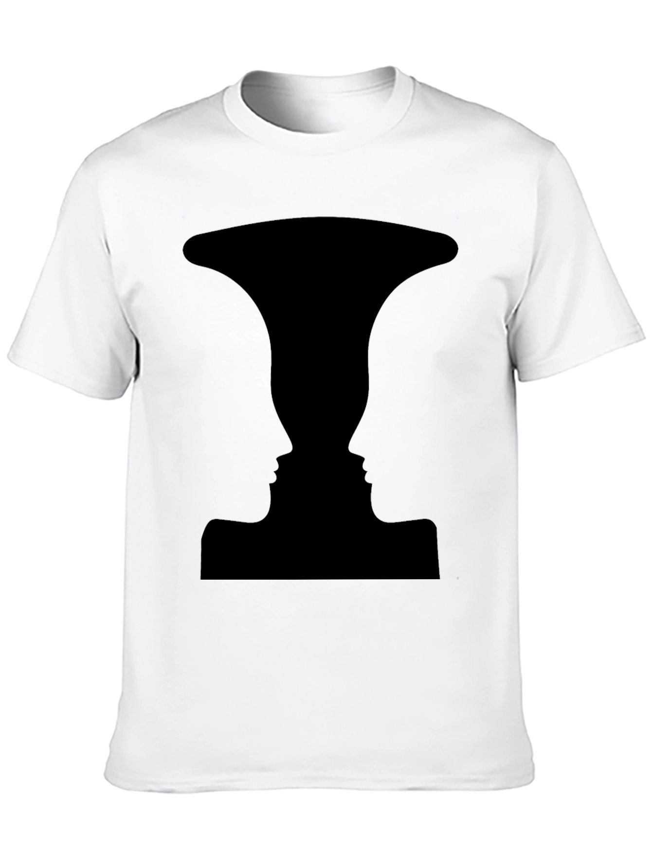 Optical Illusion Faces Vase Black T-Shirt