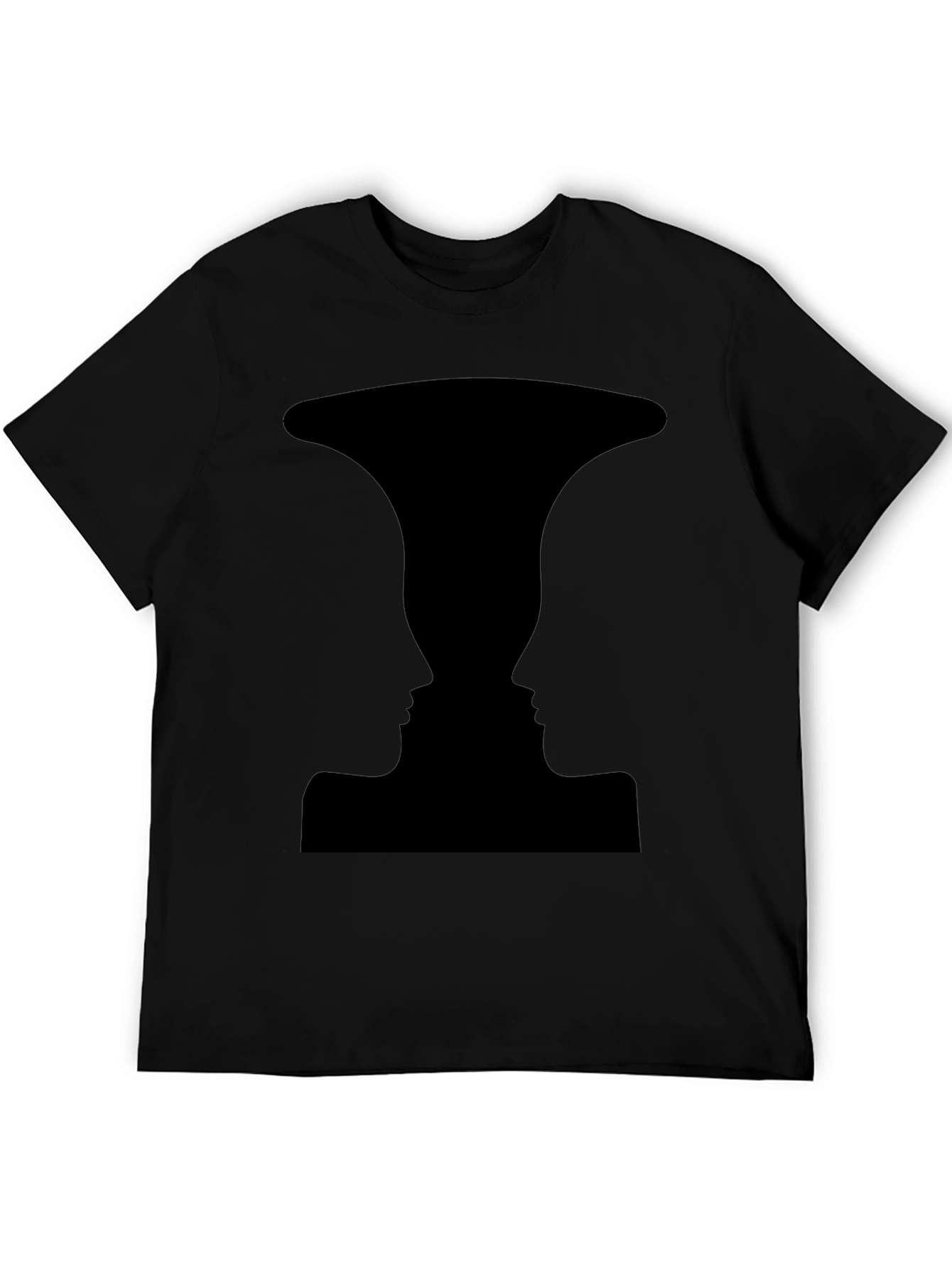 Optical Illusion Faces Vase Black T-Shirt