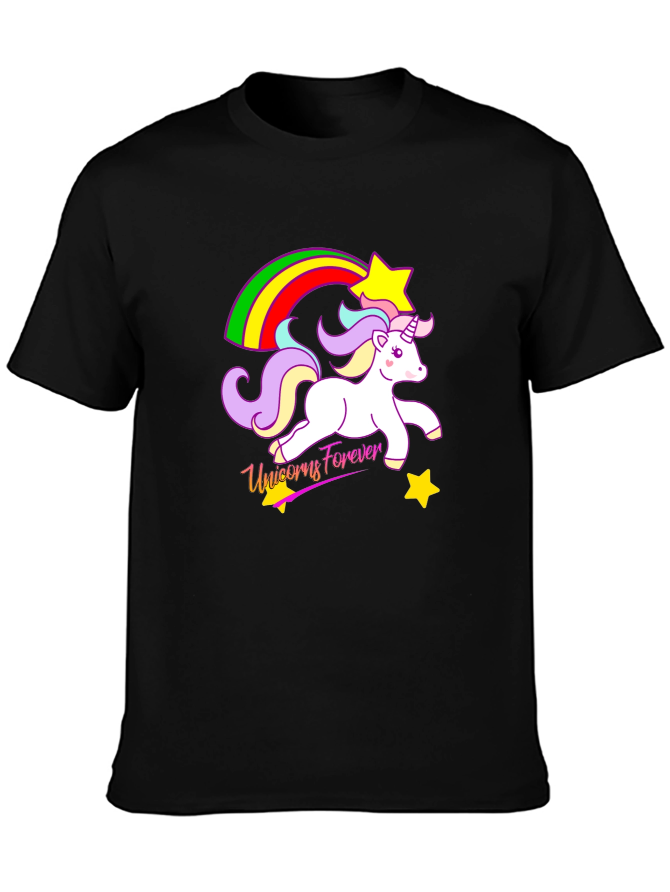Unicorns Forever Black T-Shirt