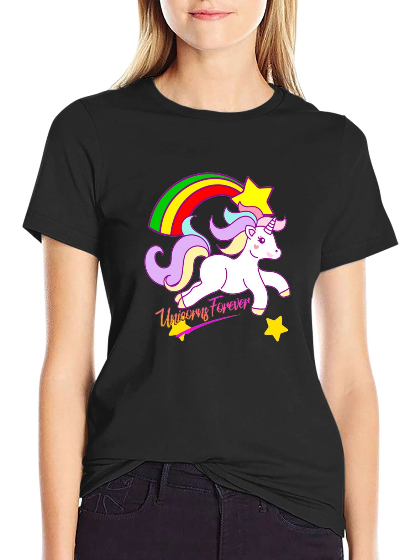 Unicorns Forever Black T-Shirt