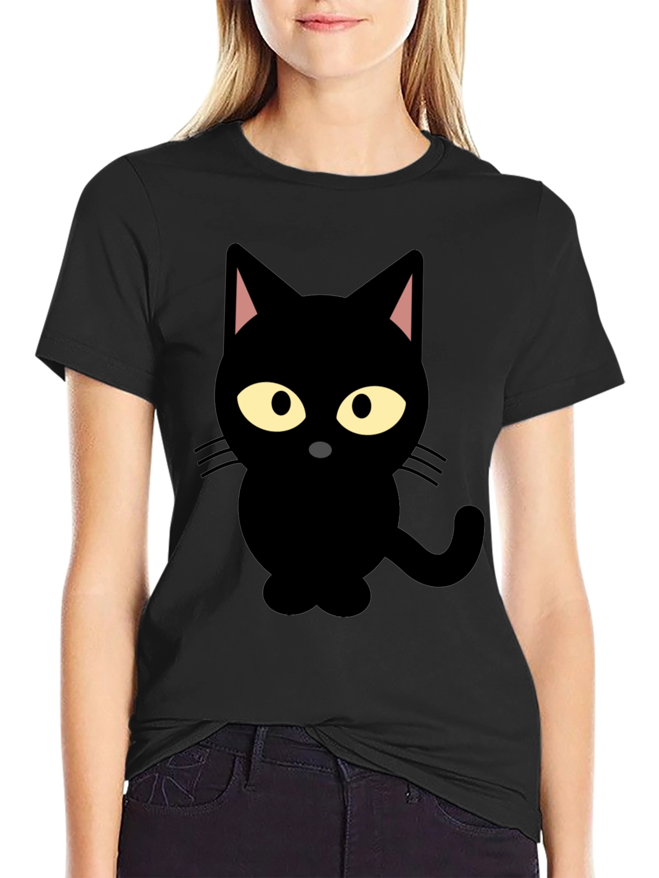 Black Cat Graphic Tee - Cute & Stylish