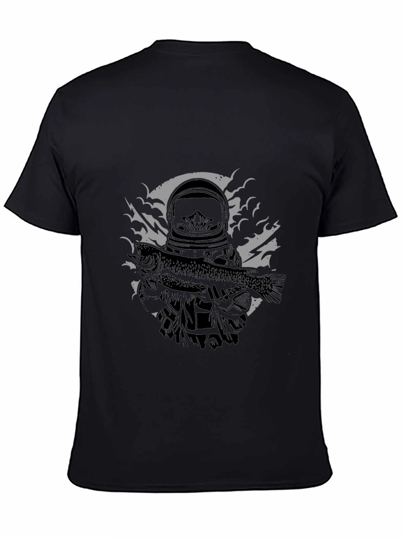 Astronaut Fish Graphic Tee - Black Cotton