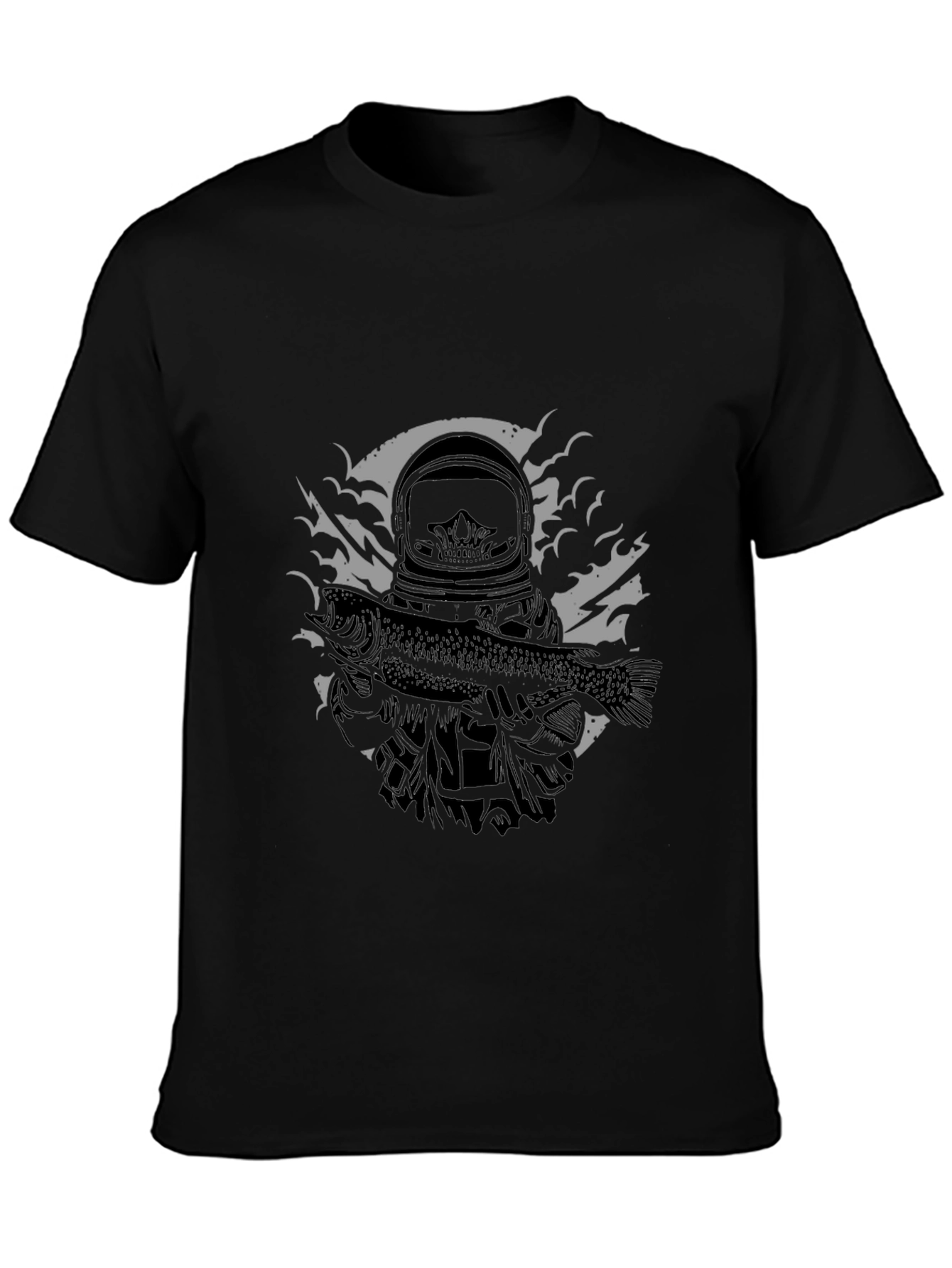 Astronaut Fish Graphic Tee - Black Cotton